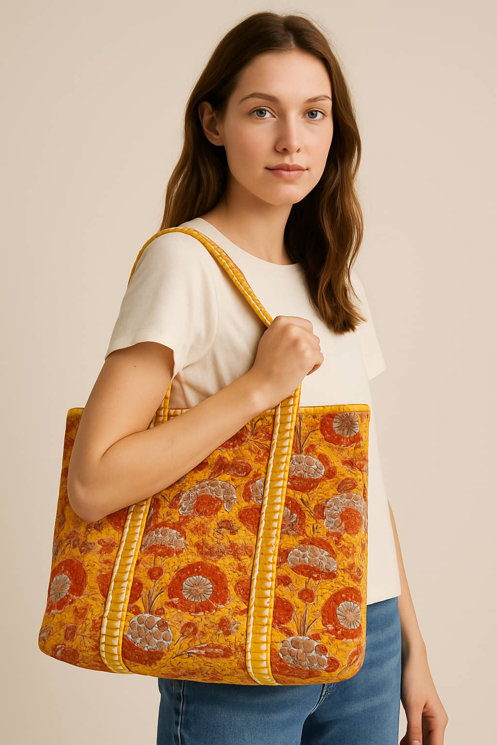     			Frionkandy Tote Bag Cotton Set of 1 ( Multicolor )