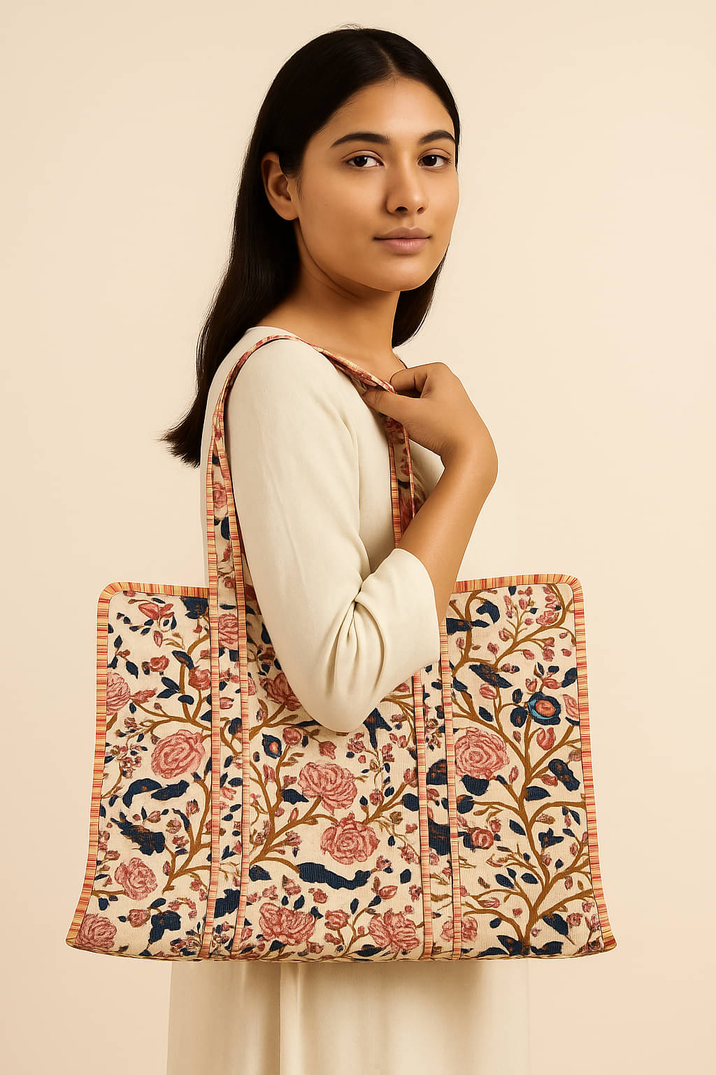     			Frionkandy Tote Bag Cotton Set of 1 ( Multicolor )