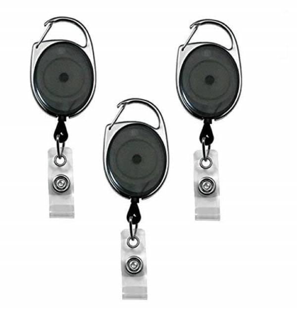     			WHIMSICAL WONDERS 3 Pc YoYo Ovel, Retractable Reel ID Card Holder - Set of 3 Nos (Black)