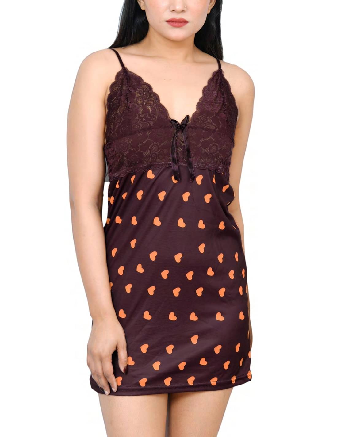 Gizzline Brown Cotton Blend Women's Nightwear Baby Doll Dresses With Panty ( Pack of 1 ) Gizzline Brown Cotton Blend Women's Nightwear Baby Doll Dresses With Panty ( Pack of 1 )