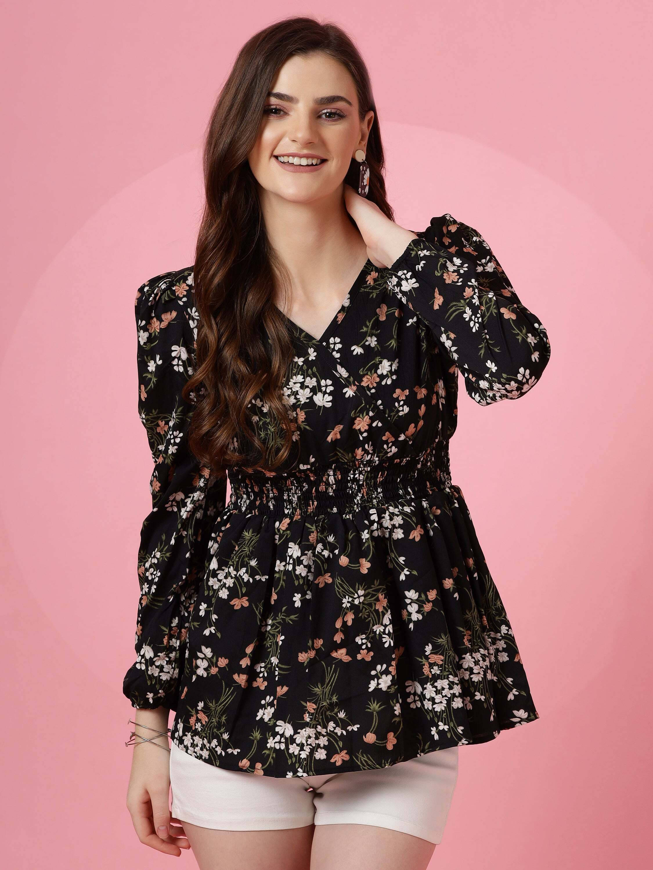 Honky Tonky Women's Crepe Regular Top ( Black )     			Honky Tonky Women's Crepe Regular Top ( Black )