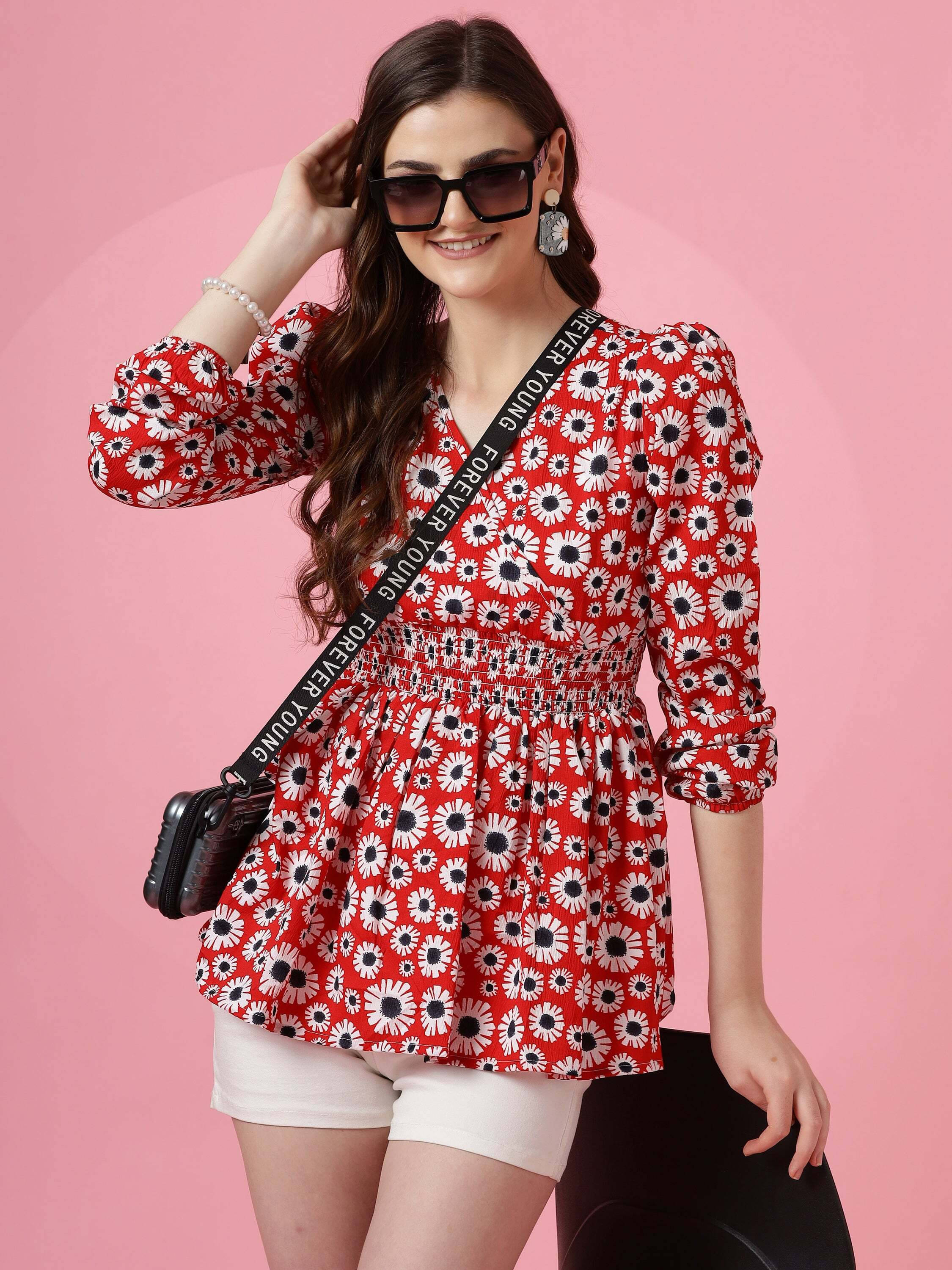 Honky Tonky Women's Crepe Regular Top ( Red ) Honky Tonky Women's Crepe Regular Top ( Red )