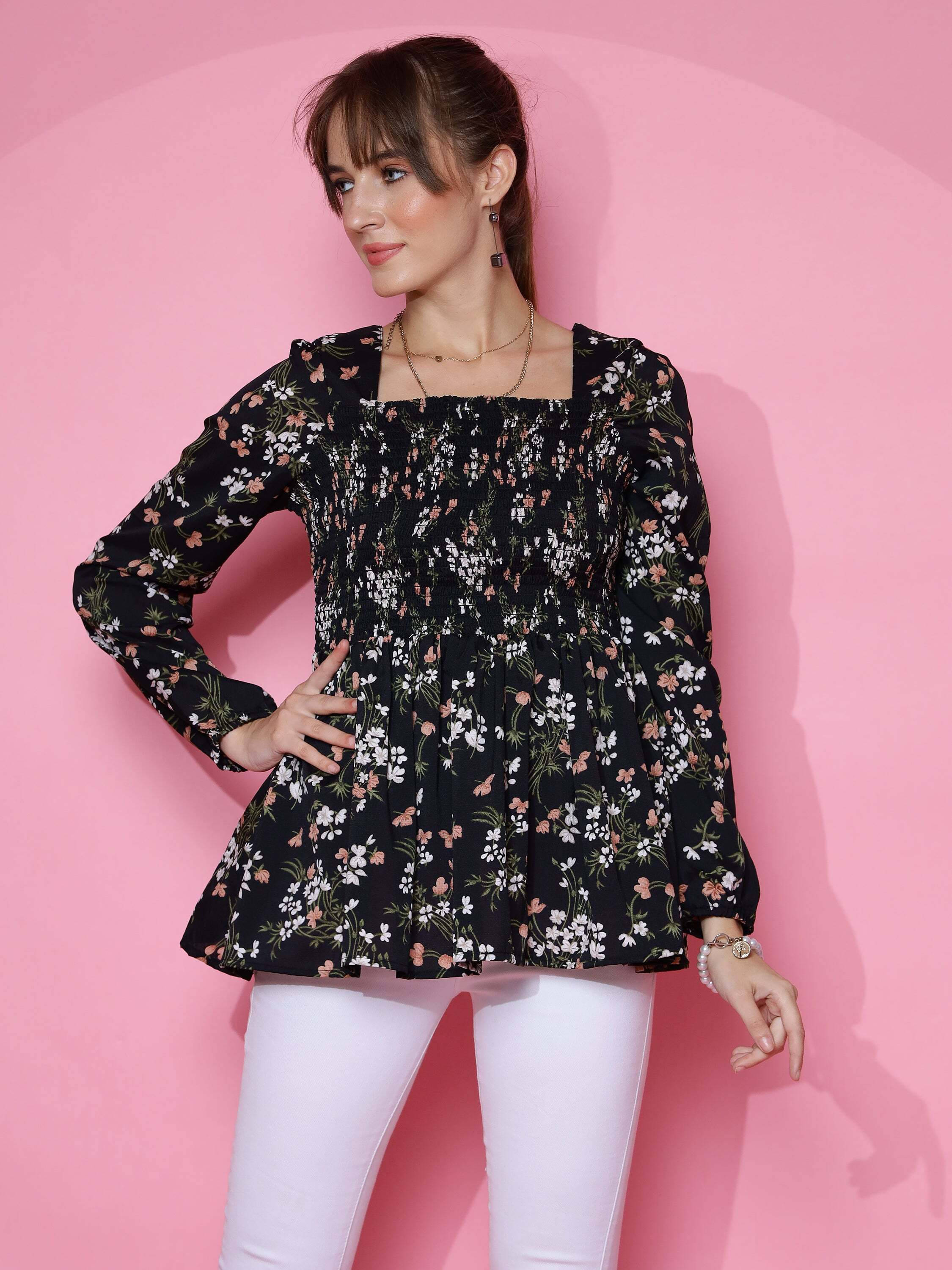 Honky Tonky Women's Crepe Regular Top ( Black ) Honky Tonky Women's Crepe Regular Top ( Black )