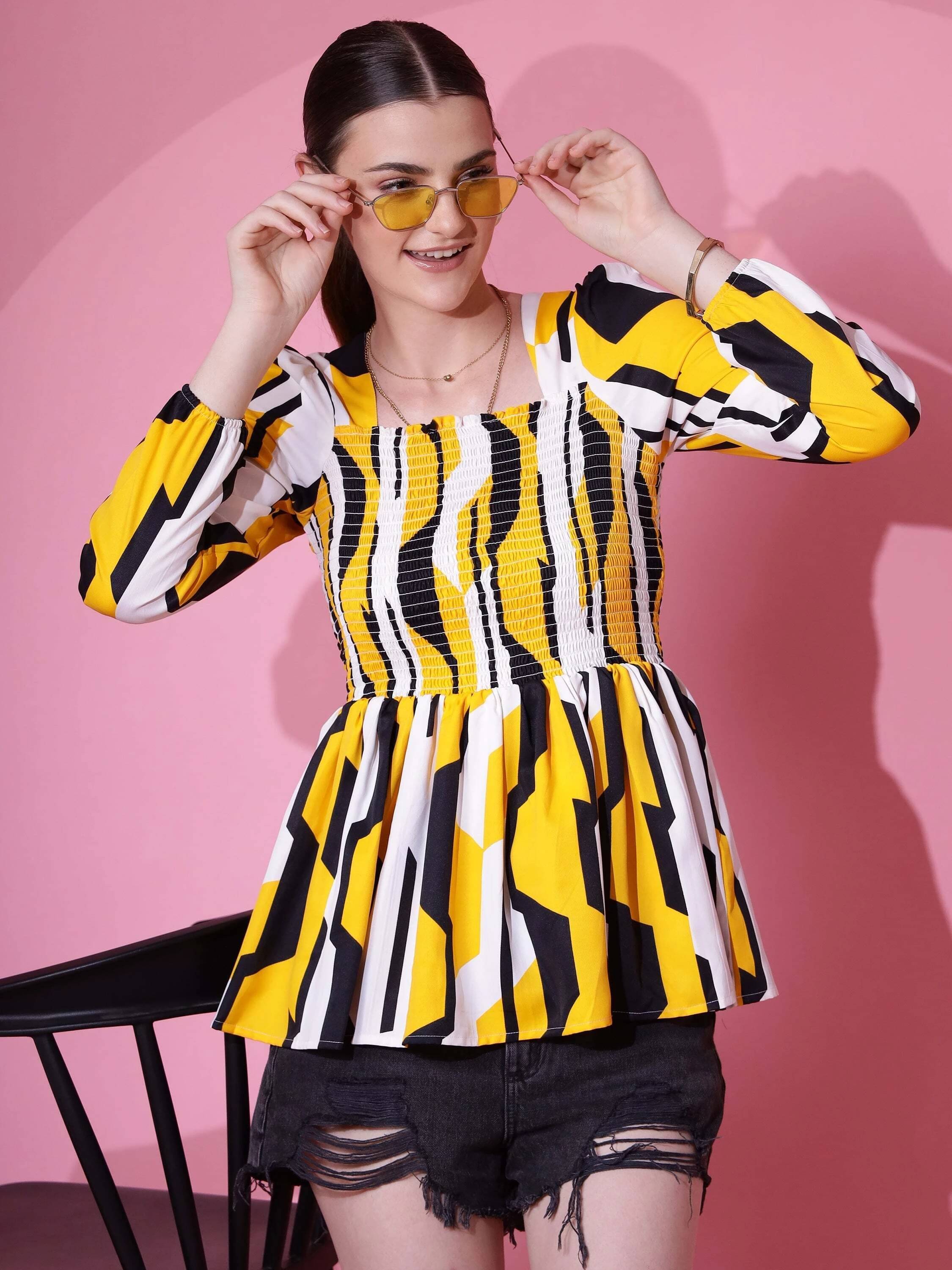 Honky Tonky Women's Crepe Regular Top ( Yellow ) Honky Tonky Women's Crepe Regular Top ( Yellow )