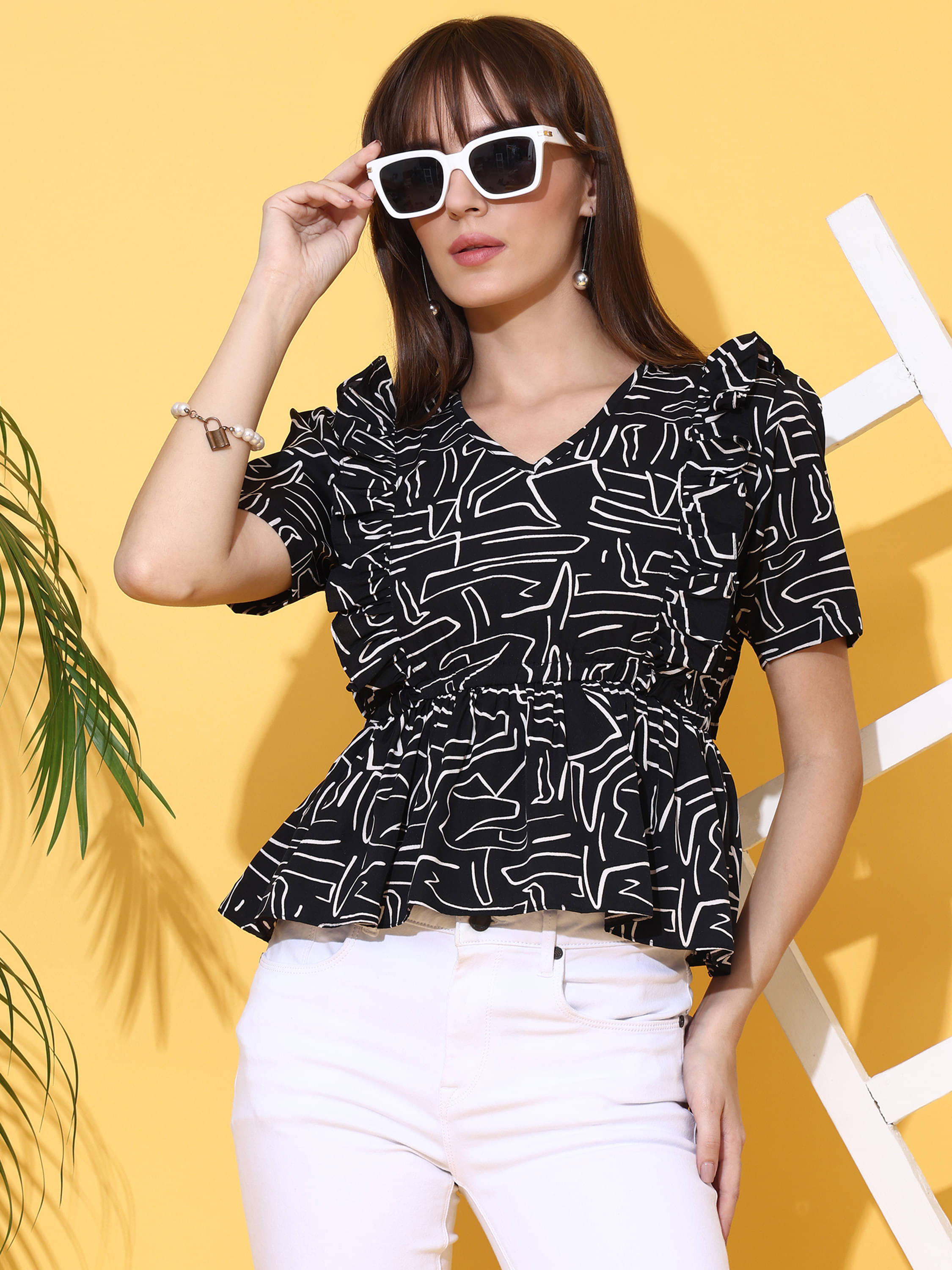 Honky Tonky Women's Crepe Regular Top ( Black ) Honky Tonky Women's Crepe Regular Top ( Black )
