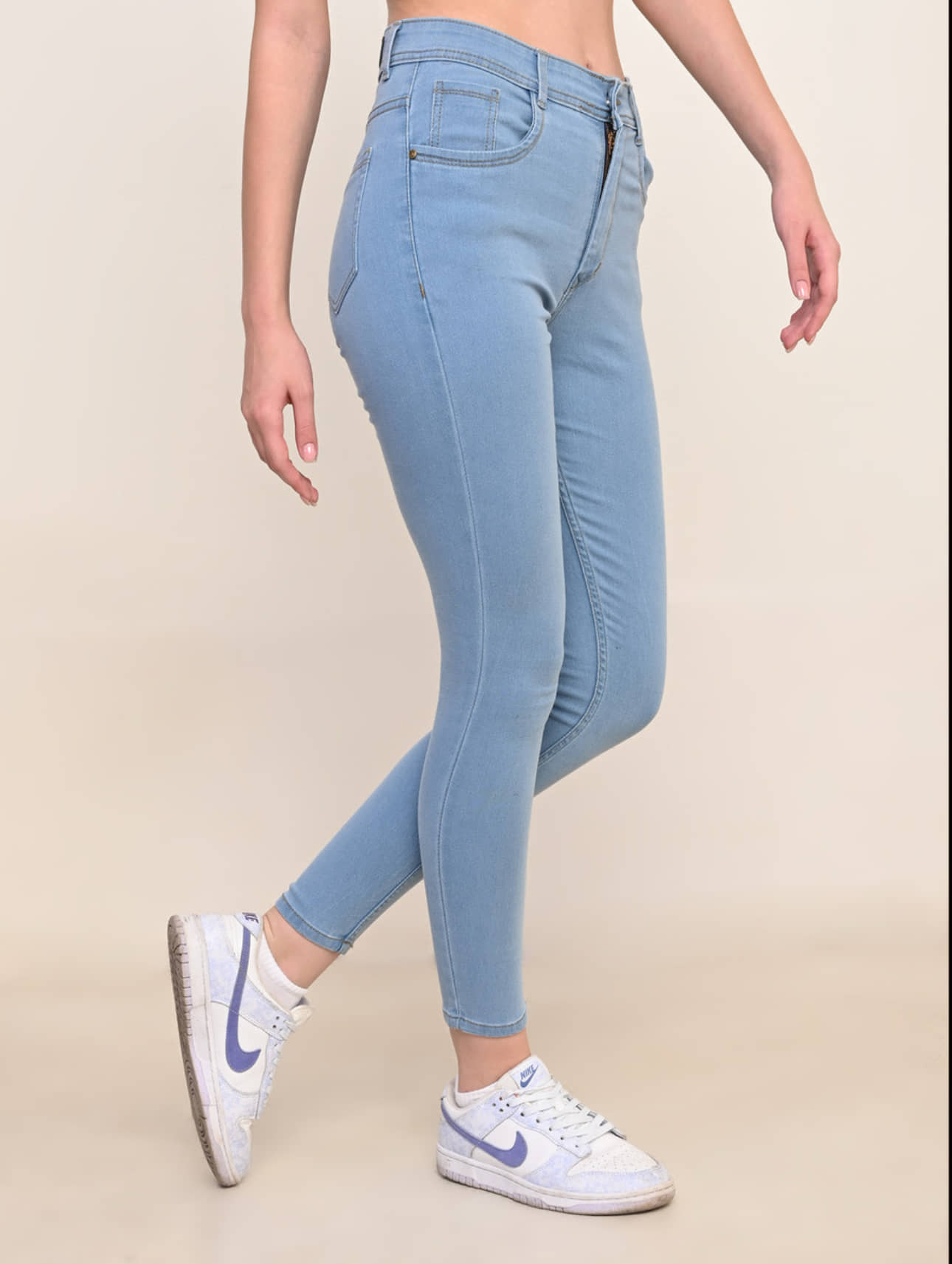 ICONIC ME Women's Slim Fit High-Rise Jeans ( Light Blue ) - Jeans | Buy online on ZillyBuy