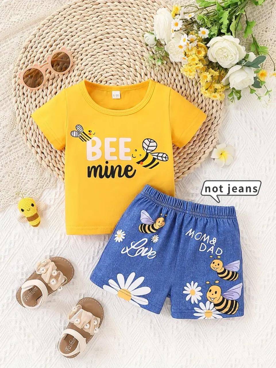     			JENNY GARMENT Pack of 1 Unisex Cotton Blend T-Shirt & Shorts Set ( Yellow )
