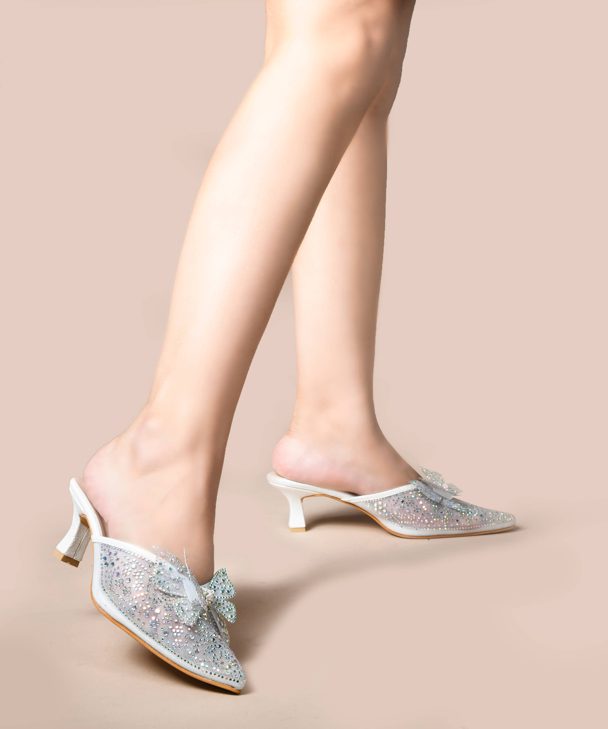 JM Looks Silver Women's Mules Heels - Heels | Buy online on ZillyBuy