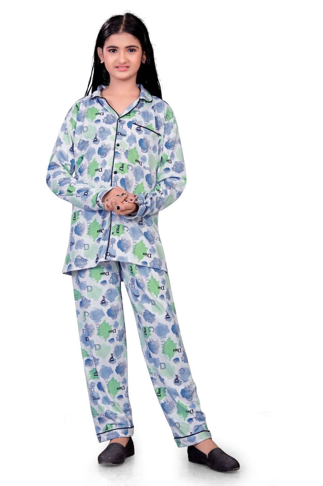Jay Jagdamba suit house Pack of 1 Baby Girls Cotton Blend Nightsuit Set ( Green ) Jay Jagdamba suit house Pack of 1 Baby Girls Cotton Blend Nightsuit Set ( Green )
