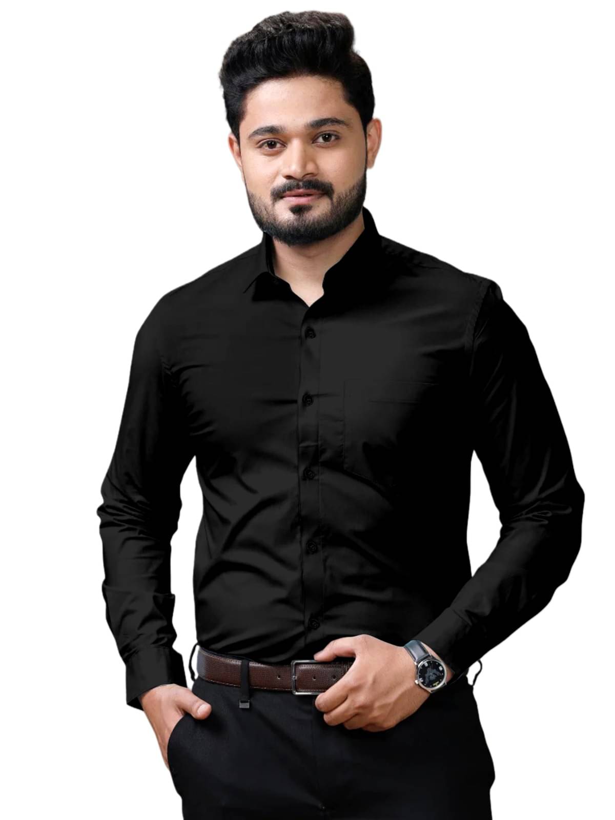 Jay Jagdamba suit house Poly Cotton Regular Fit Full Sleeves Men's Formal Shirt - Black ( Pack of 1 ) Jay Jagdamba suit house Poly Cotton Regular Fit Full Sleeves Men's Formal Shirt - Black ( Pack of 1 )