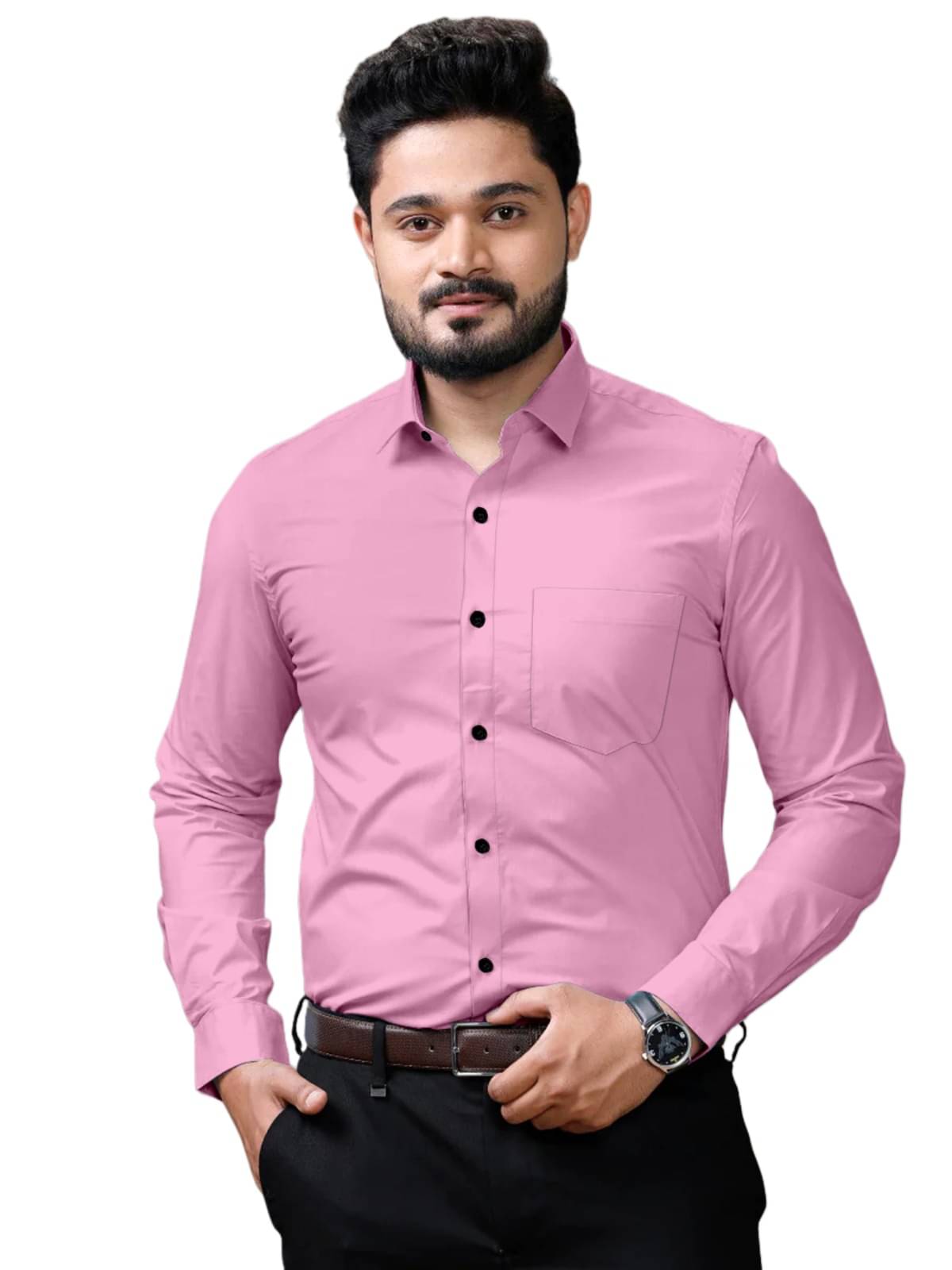 Jay Jagdamba suit house Poly Cotton Regular Fit Full Sleeves Men's Formal Shirt - Pink ( Pack of 1 ) Jay Jagdamba suit house Poly Cotton Regular Fit Full Sleeves Men's Formal Shirt - Pink ( Pack of 1 )