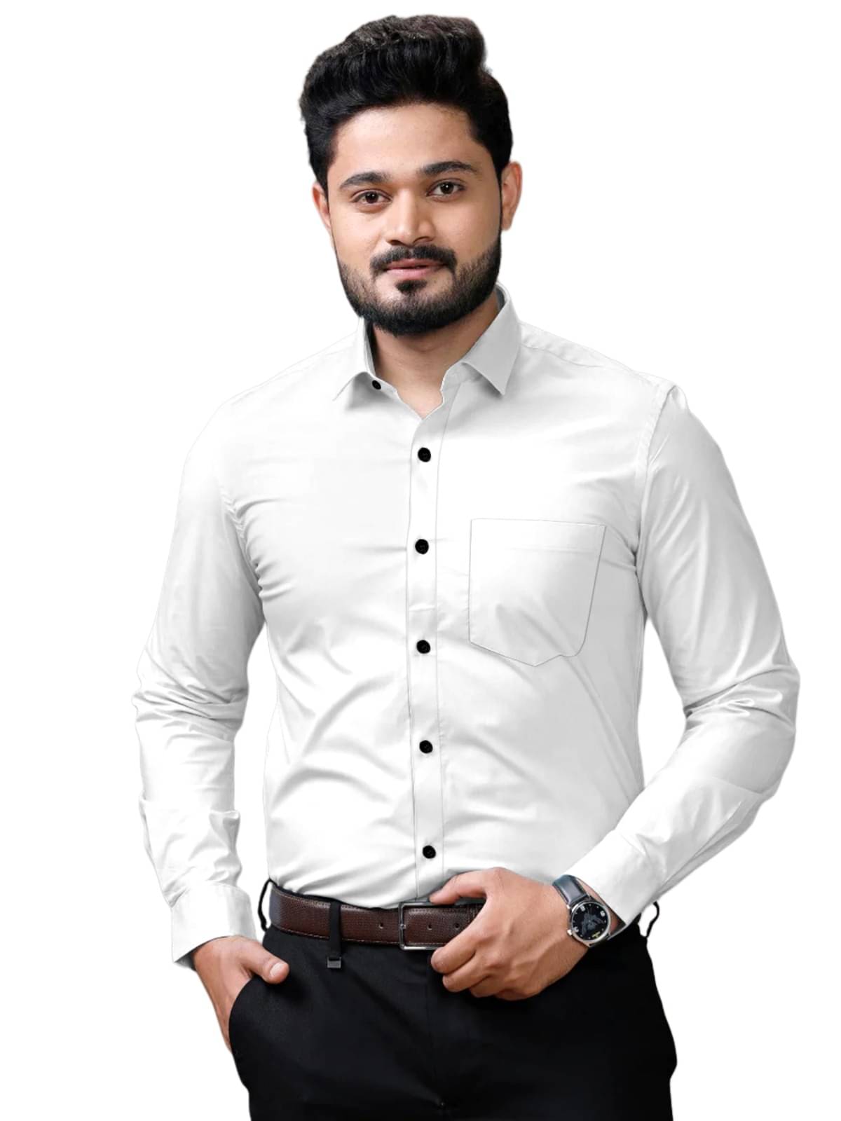 Jay Jagdamba suit house Poly Cotton Regular Fit Full Sleeves Men's Formal Shirt - White ( Pack of 1 ) Jay Jagdamba suit house Poly Cotton Regular Fit Full Sleeves Men's Formal Shirt - White ( Pack of 1 )