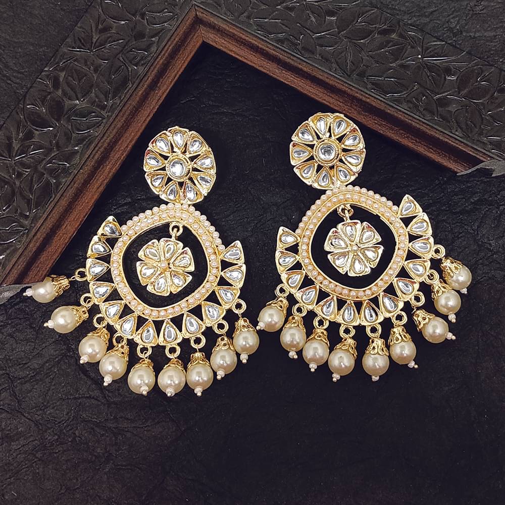     			JewelMaze White Danglers Earrings ( Pack of 1 )