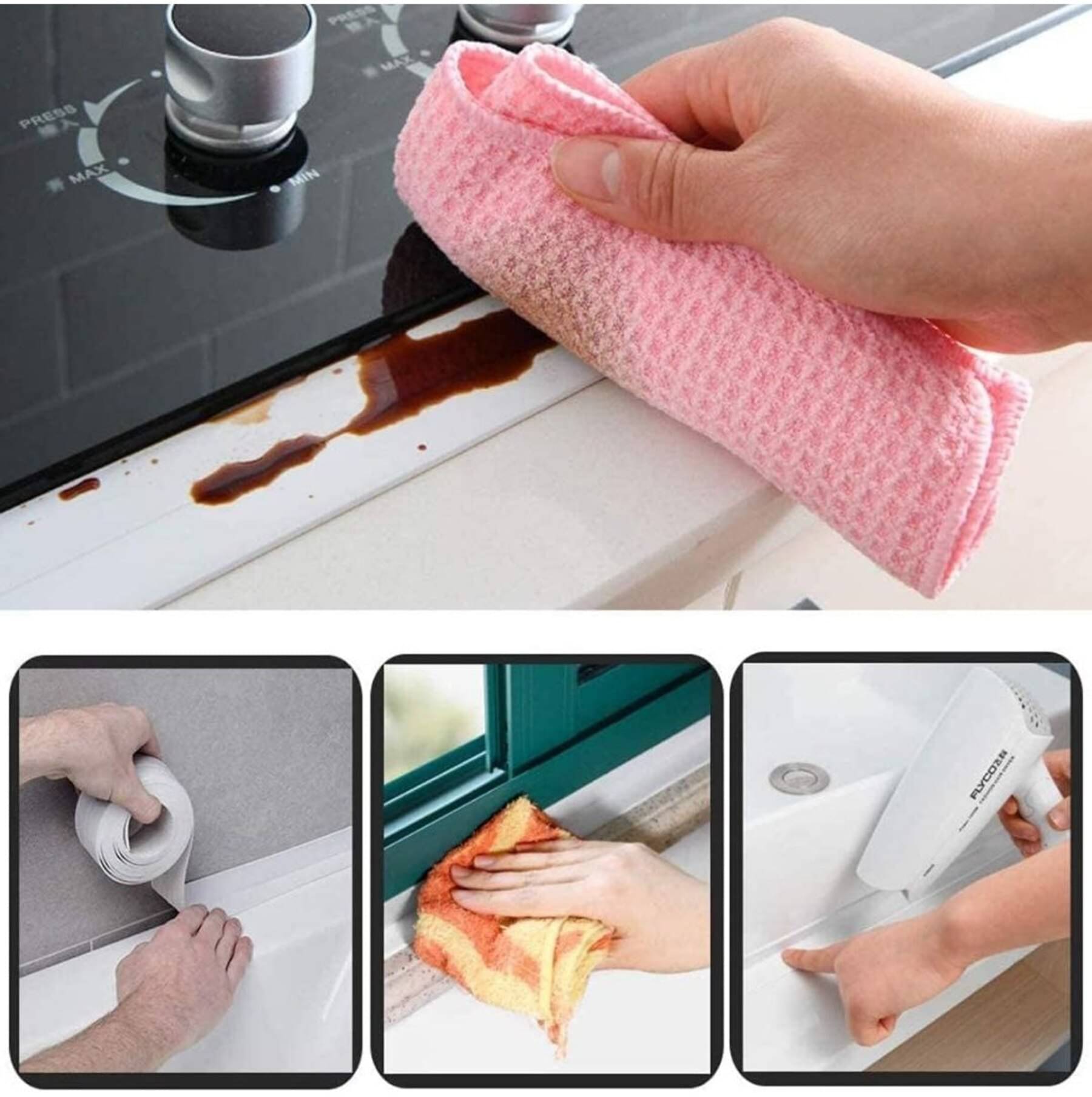     			K SHOP Bath Sealant Strip Self Adhesive Caulk Strips Flexible Waterproof Bath Sealant Strip Caulk Tape for Kitchen Bathtub Toilet Floor Corner Wall Shower Tile Sealer(3.20MTR*3.8cM)