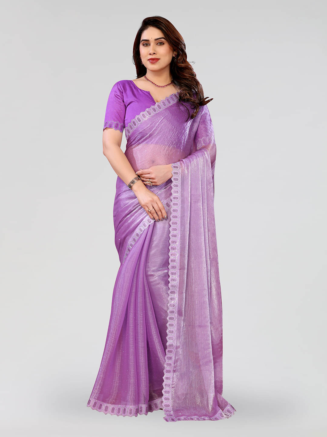 Kashvi Sarees Jimmy Choo Embellished Ilkal Saree With Unstitched Blouse Piece ( PURPLE ) Kashvi Sarees Jimmy Choo Embellished Ilkal Saree With Unstitched Blouse Piece ( PURPLE )