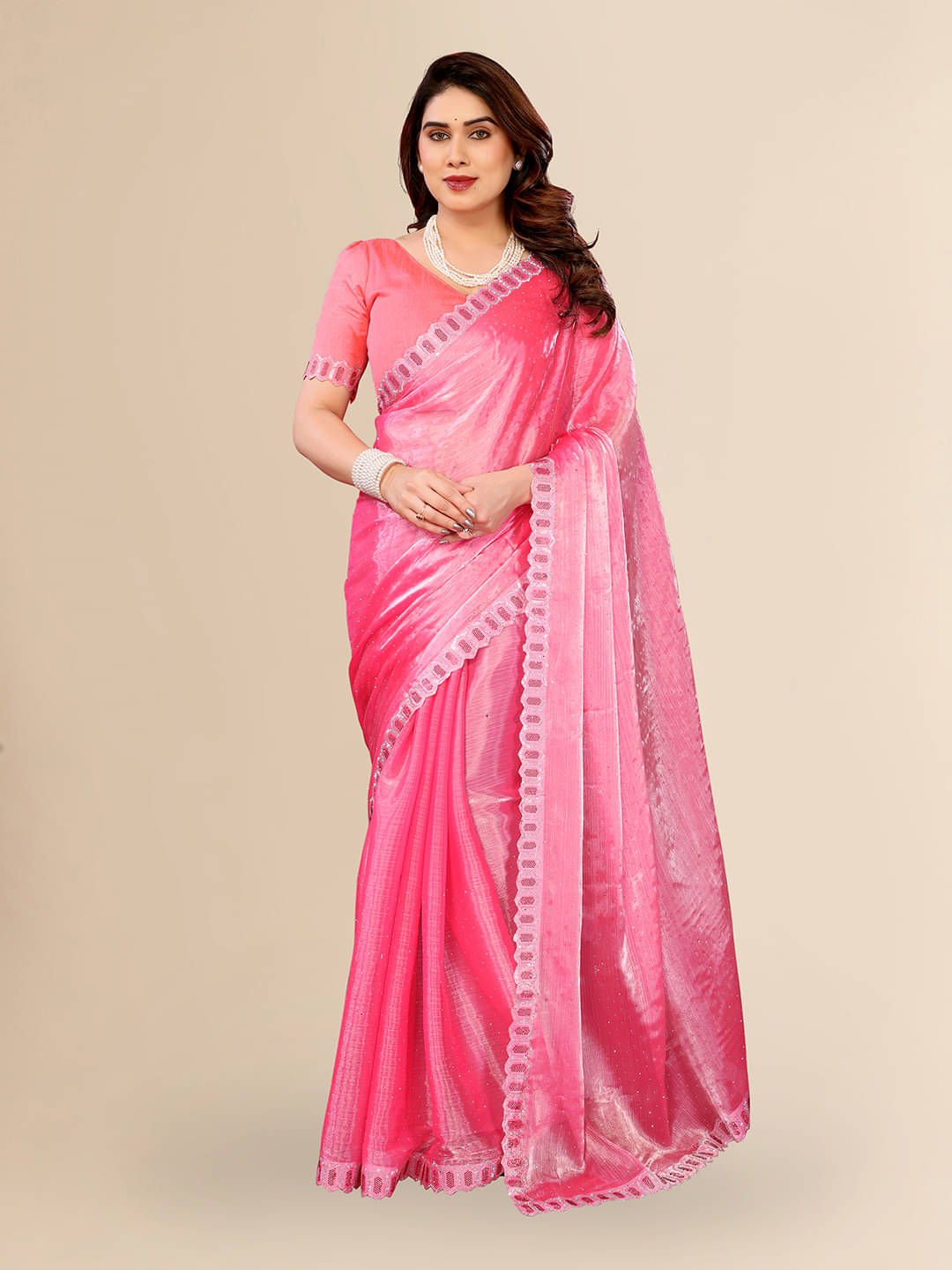 Kashvi Sarees Jimmy Choo Embellished Ilkal Saree With Unstitched Blouse Piece ( PINK ) Kashvi Sarees Jimmy Choo Embellished Ilkal Saree With Unstitched Blouse Piece ( PINK )
