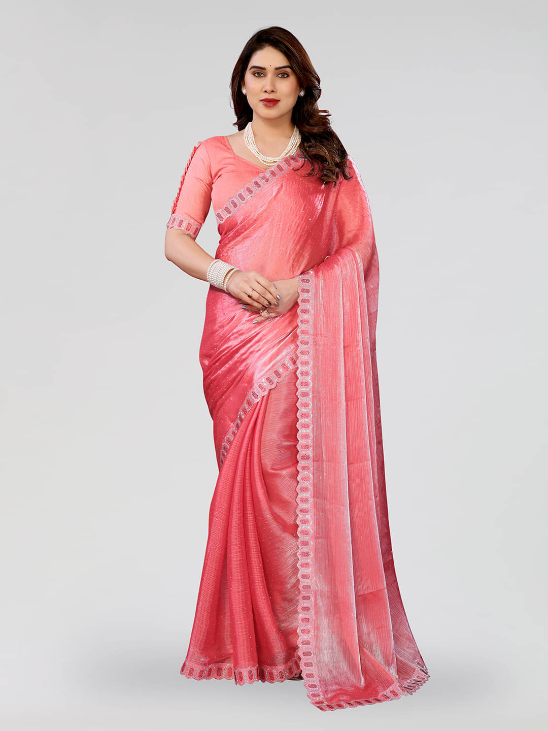     			Kashvi Sarees Jimmy Choo Embellished Ilkal Saree With Unstitched Blouse Piece ( PEACH )