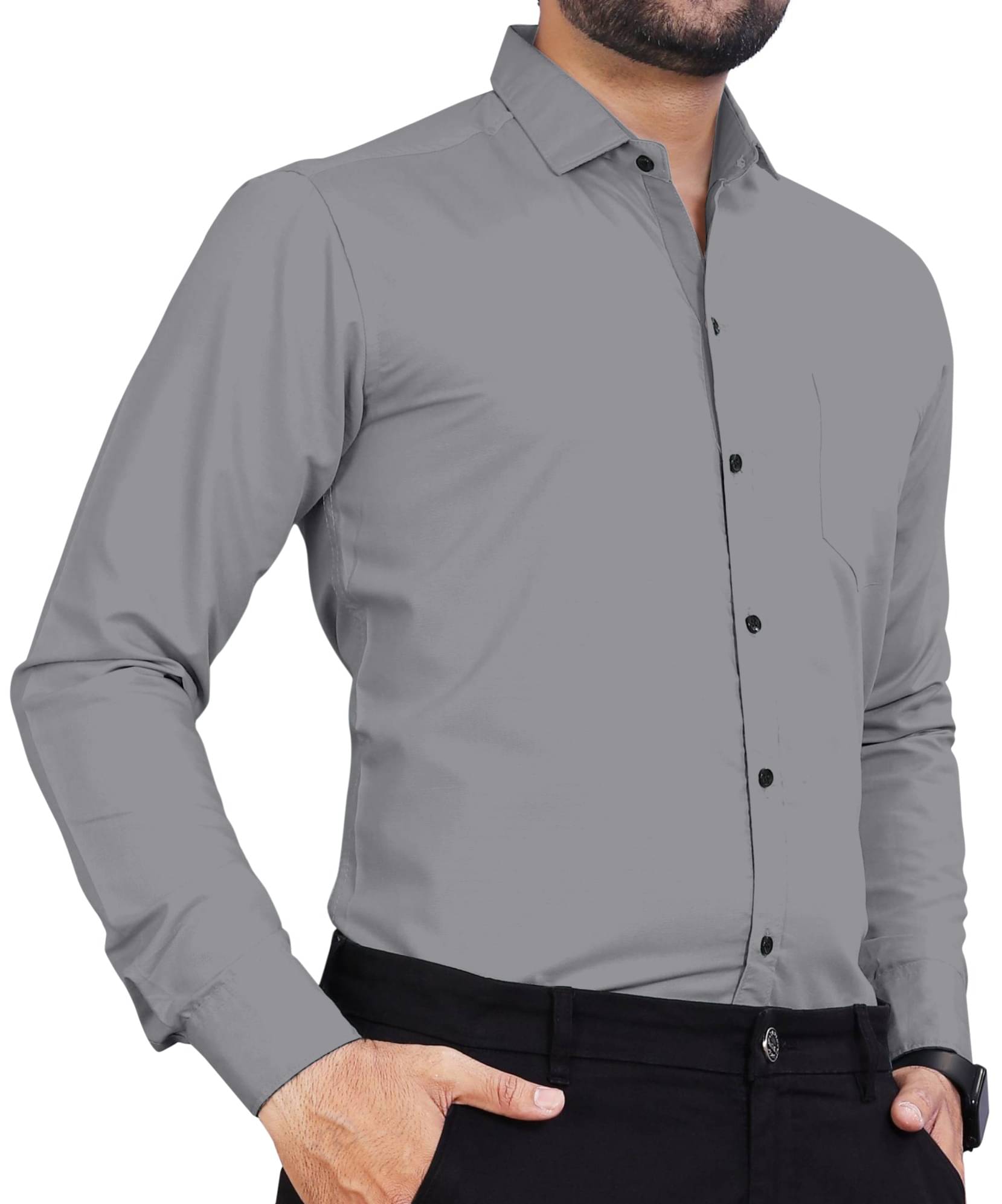 LAXBON 100% Cotton Regular Fit Solids Full Sleeves Men's Casual Shirt - Grey ( Pack of 1 ) LAXBON 100% Cotton Regular Fit Solids Full Sleeves Men's Casual Shirt - Grey ( Pack of 1 )