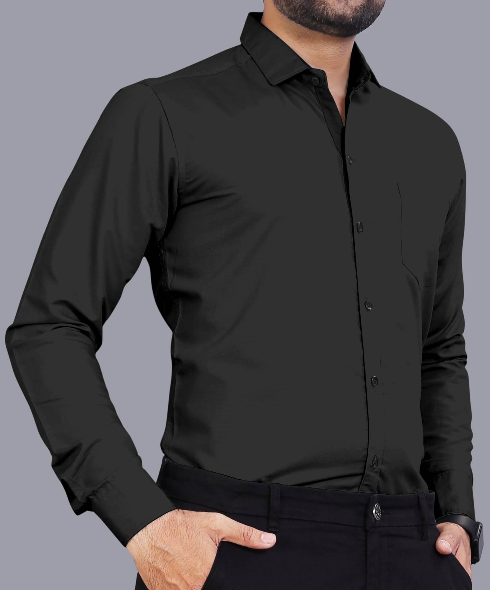 LAXBON 100% Cotton Regular Fit Solids Full Sleeves Men's Casual Shirt - Black ( Pack of 1 )     			LAXBON 100% Cotton Regular Fit Solids Full Sleeves Men's Casual Shirt - Black ( Pack of 1 )