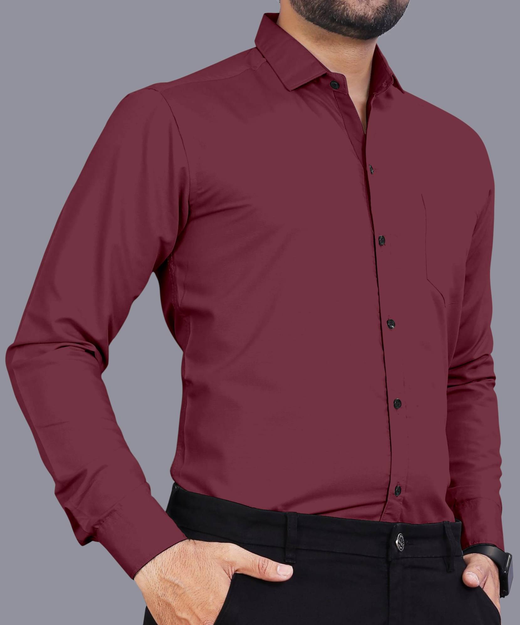     			LAXBON 100% Cotton Regular Fit Solids Full Sleeves Men's Casual Shirt - Maroon ( Pack of 1 )
