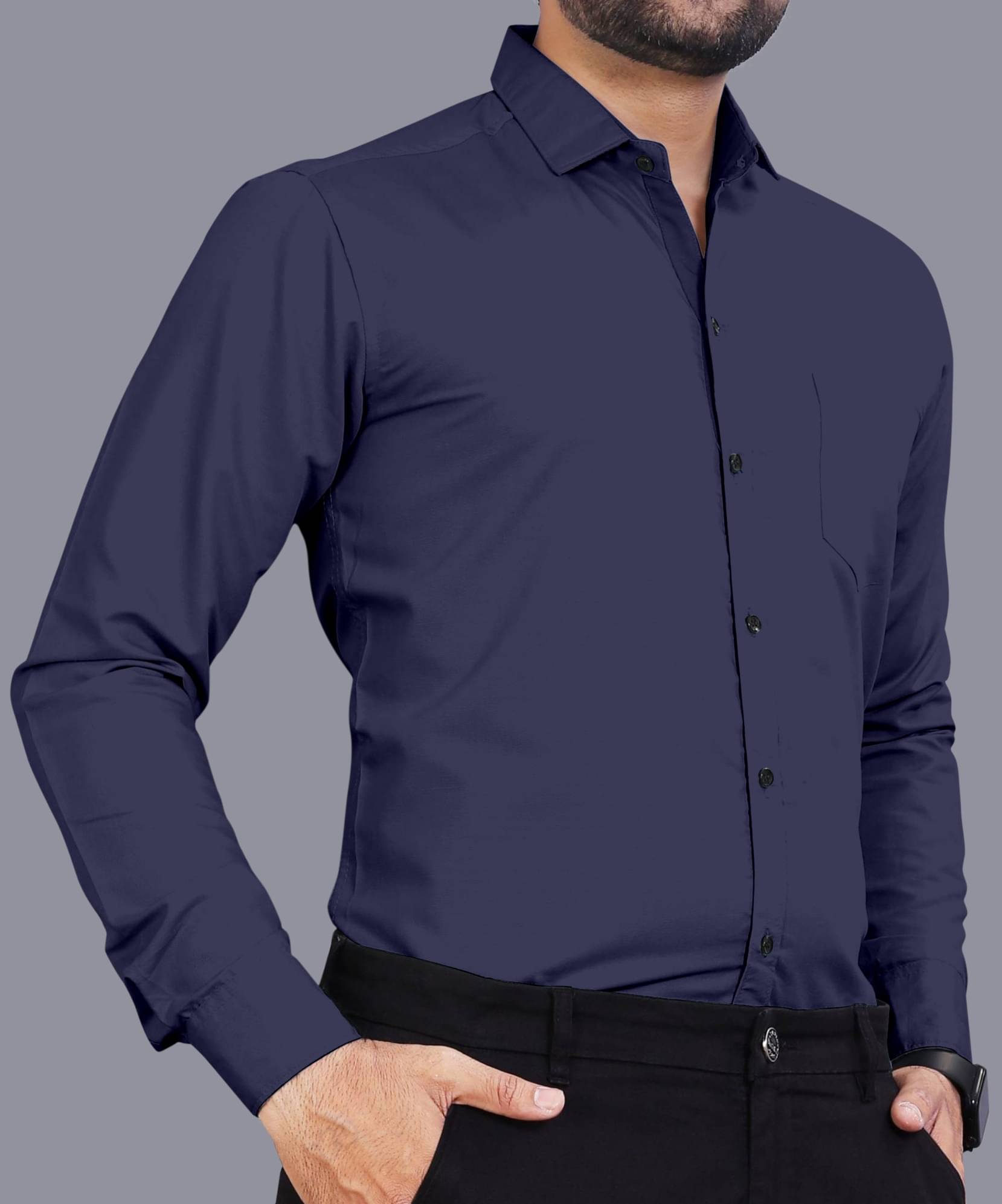 LAXBON 100% Cotton Regular Fit Solids Full Sleeves Men's Casual Shirt - Navy Blue ( Pack of 1 )     			LAXBON 100% Cotton Regular Fit Solids Full Sleeves Men's Casual Shirt - Navy Blue ( Pack of 1 )