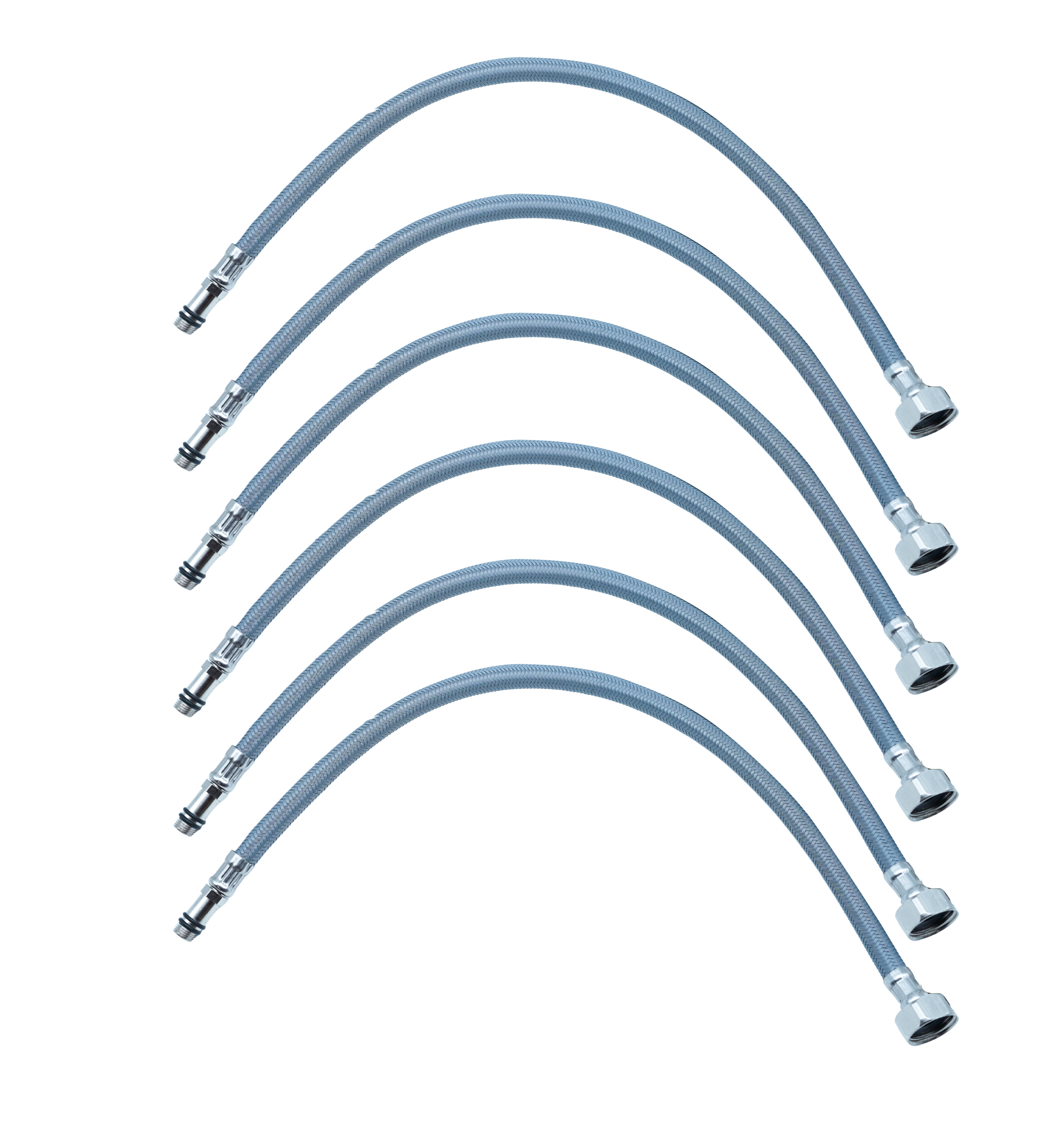     			LUVBATH Fitting Heavy-Duty Polymide Basin mixer Connection Pipe | Grey | M10/1 x 1/2 Inch Durable Replacement Mixer Hose for Bathroom Fittings & Kitchen Taps | Leakproof & Flexible | 18 Inch Set of 6