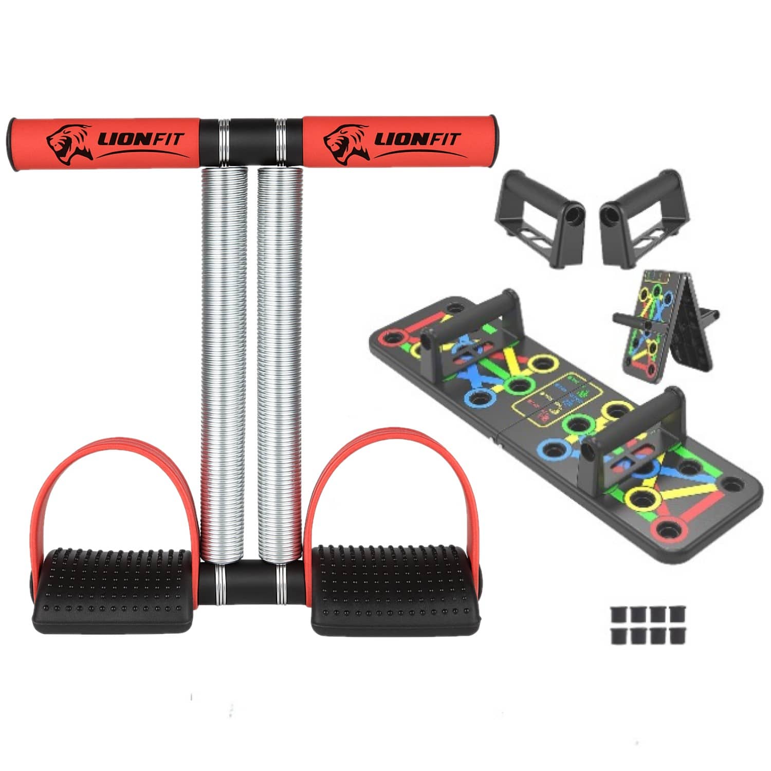 LionFit® Double Spring Tummy Trimmer with Heavy Duty Resistance + 15-in-1 Push Up Board | Home Gym Combo for Full Body Workout, Weight Loss & Muscle Training for Men & Women - Sports and Fitness Equipment | Buy online on ZillyBuy