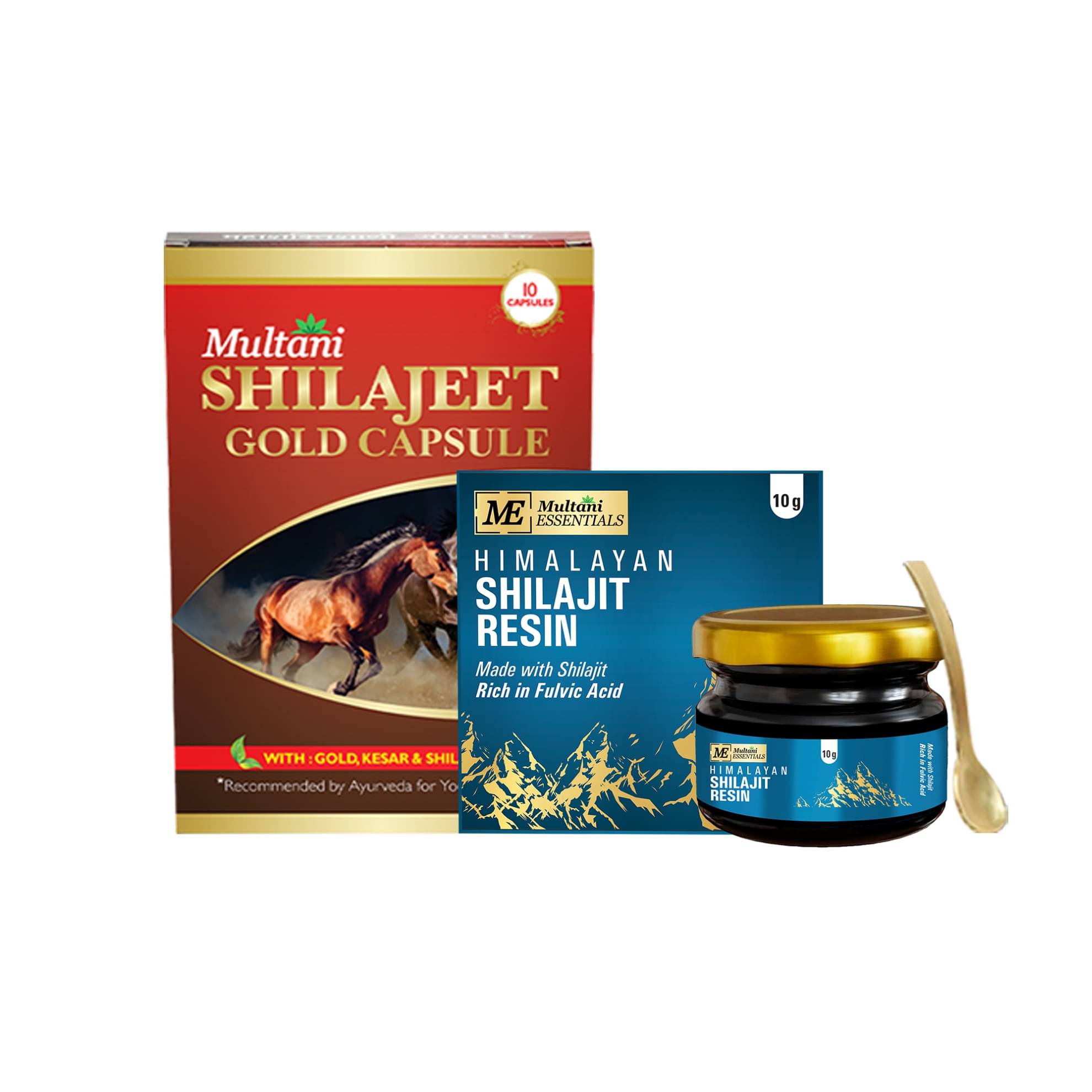     			Multani Essentials Shilajit Resin & Gold Capsules Combo |Shilajit Resin 10gm and Shilajit Gold 10 Capsule | Boost Energy, Strength, Immunity & Vitality