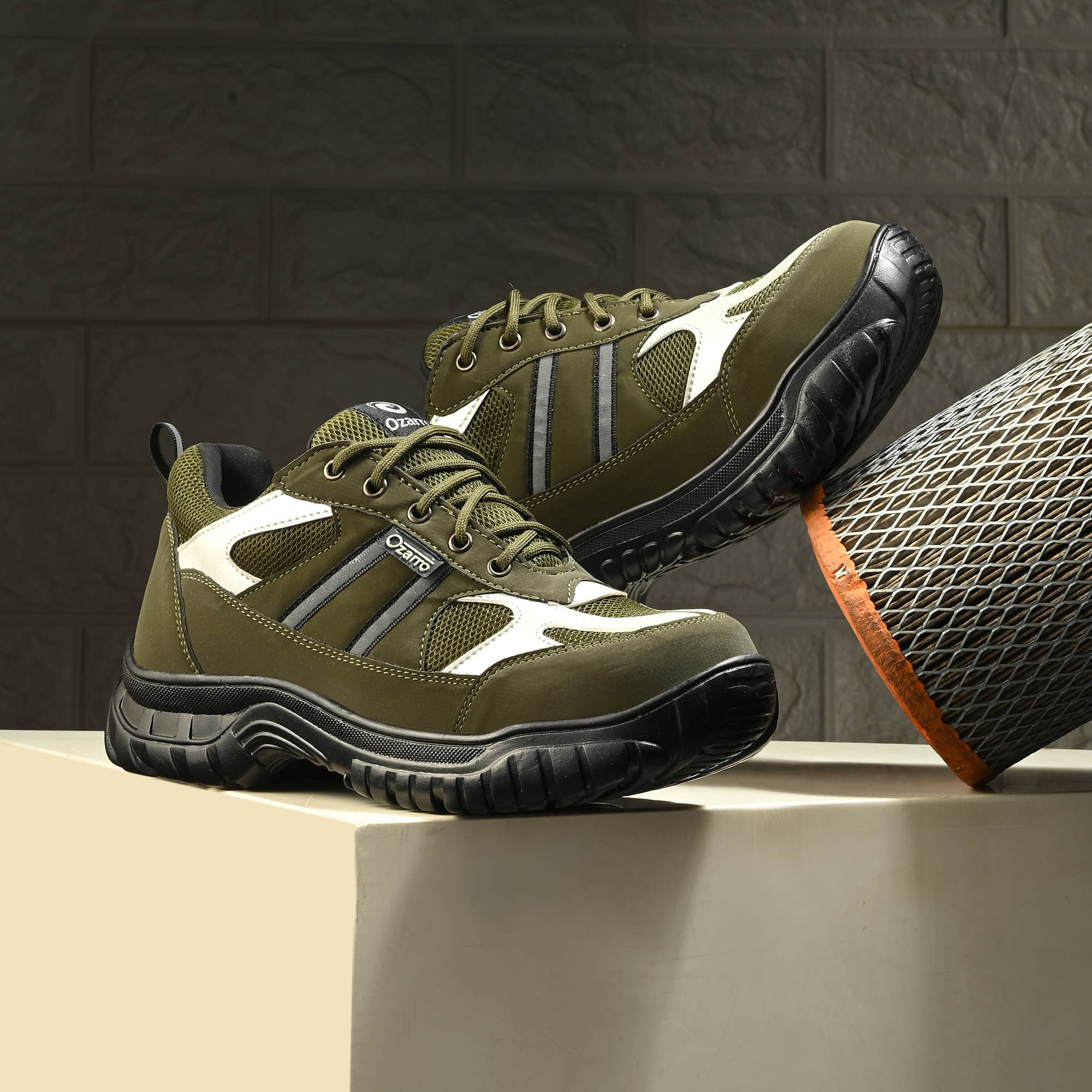     			Ozarro Derby Olive Green Safety Shoes