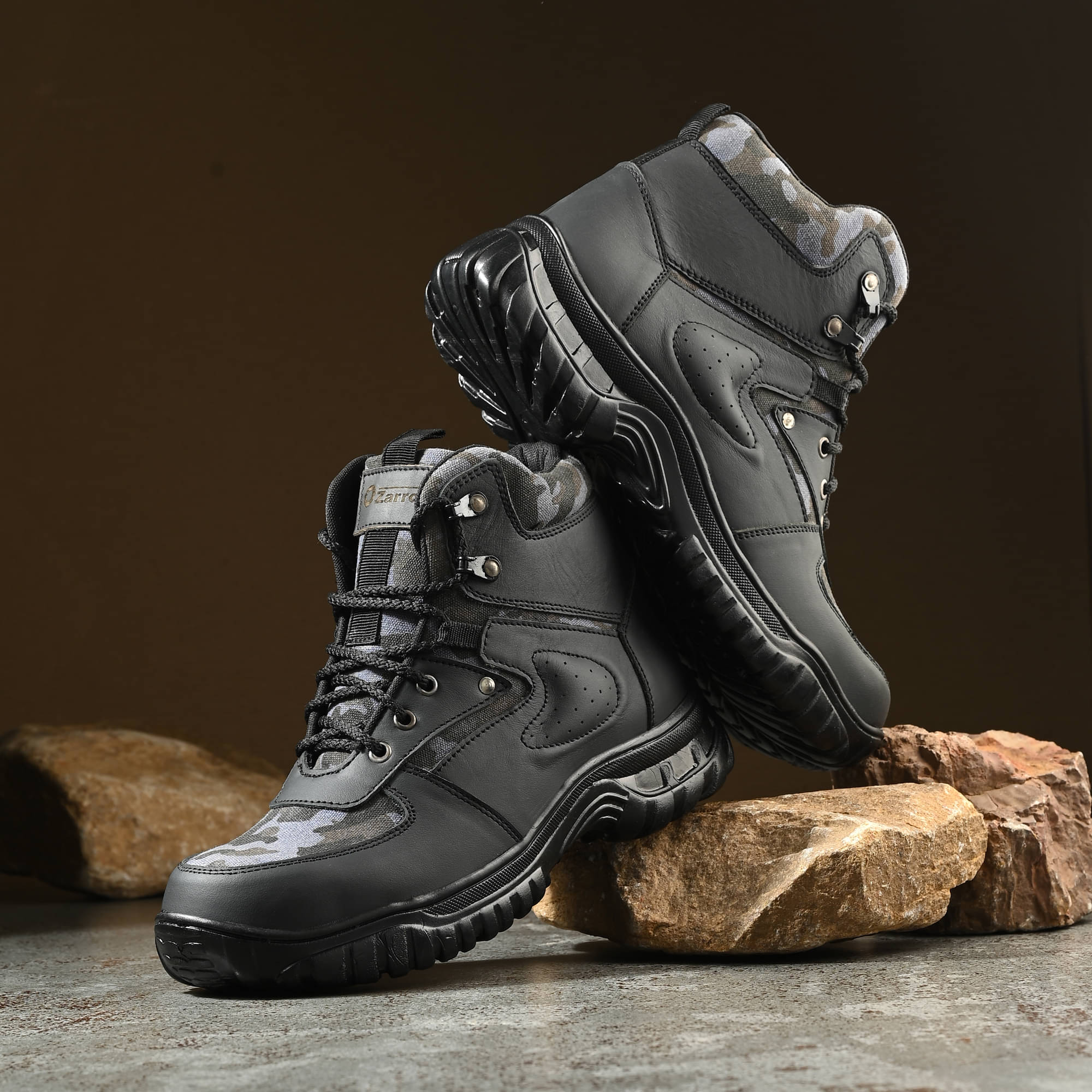     			Ozarro High Ankle Black Safety Shoes