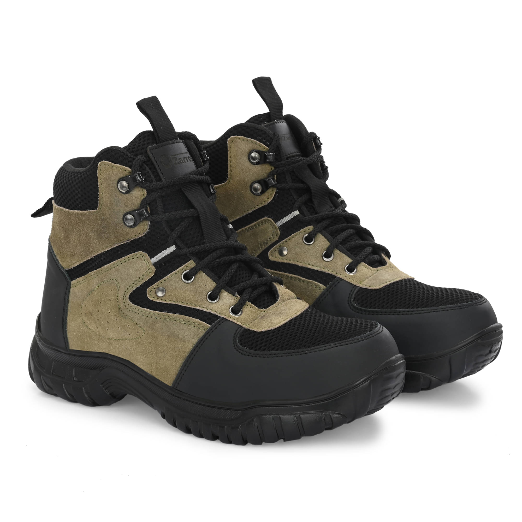     			Ozarro High Ankle Olive Green Safety Shoes