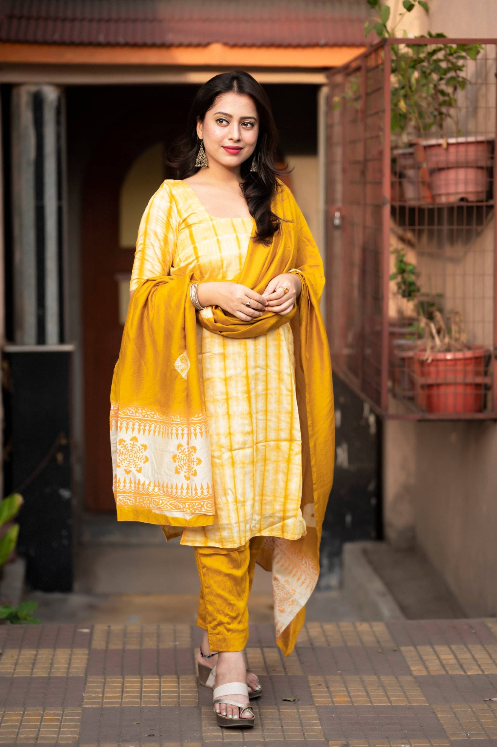     			Panbai sarees Women Chanderi Unstitched Dress Material ( Yellow )