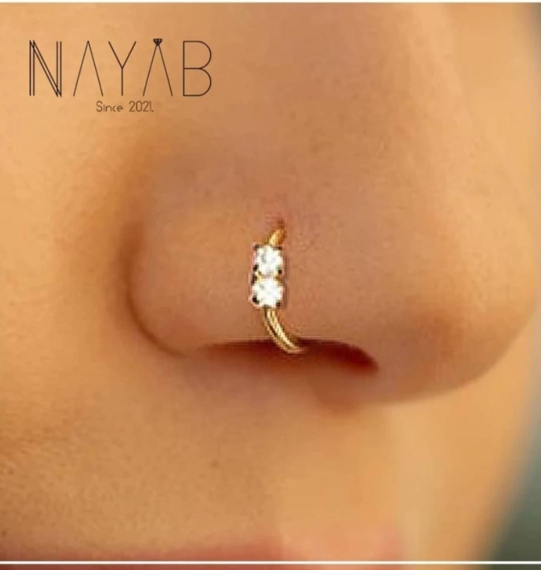 RENU CREATION Silver, Rhodium Plated Brass, Metal, Alloy, Stone Nose Stud (Pack of 2) RENU CREATION Silver, Rhodium Plated Brass, Metal, Alloy, Stone Nose Stud (Pack of 2)