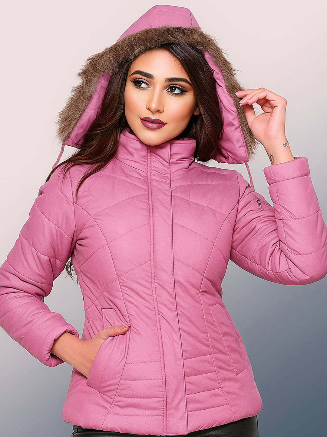 RIGHT DECISION - Nylon Pink Hooded Jackets Pack of 1 RIGHT DECISION - Nylon Pink Hooded Jackets Pack of 1