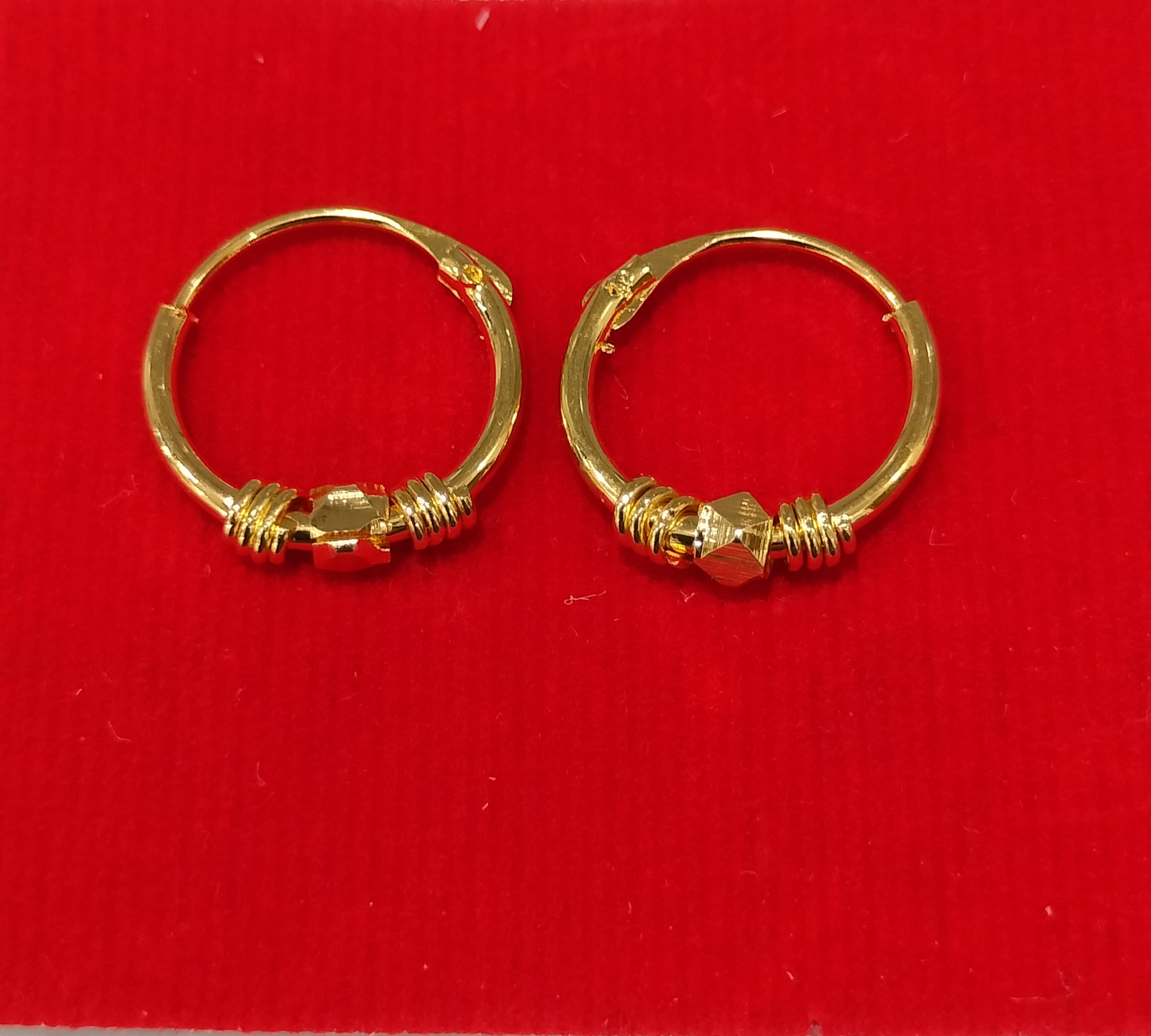     			Renu Creation Golden Hoops Earrings ( Pack of 1 )