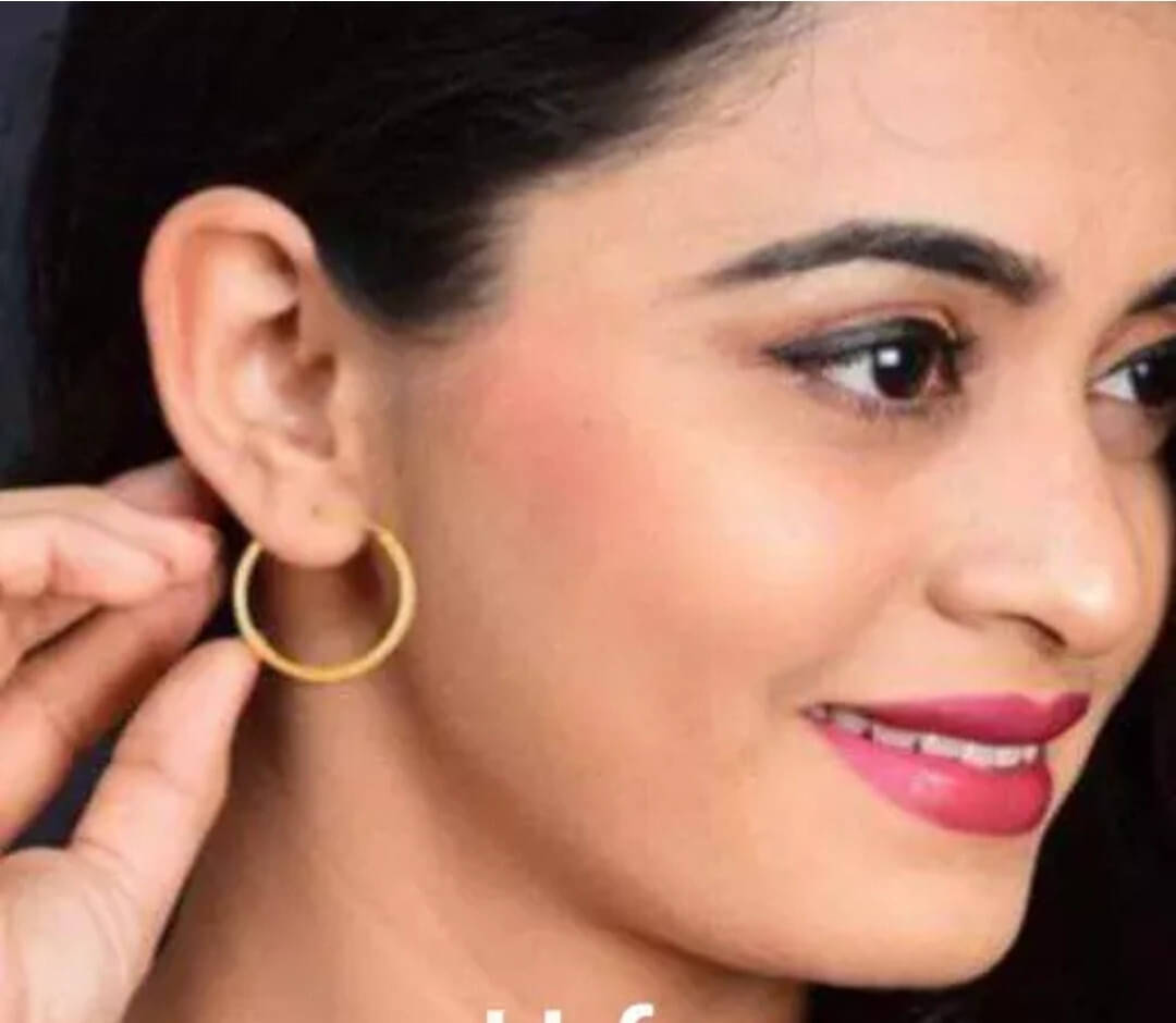     			Renu Creation Golden Hoops Earrings ( Pack of 1 )