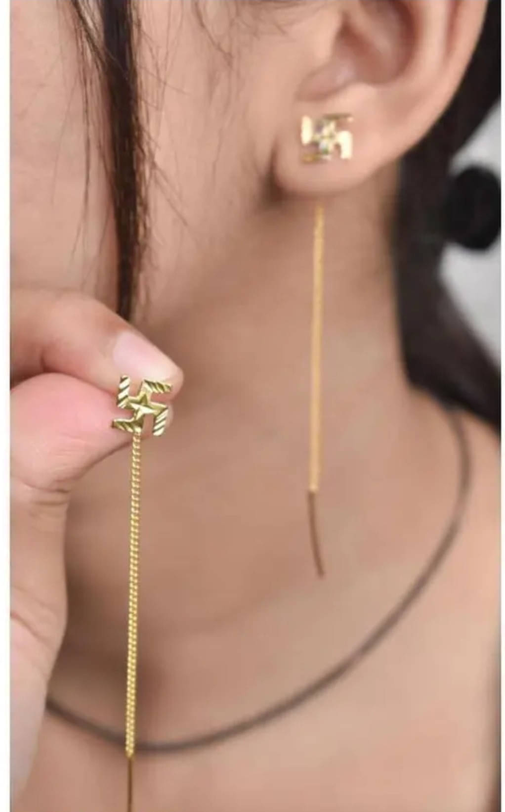     			Renu Creation Golden Hoops Earrings ( Pack of 1 )