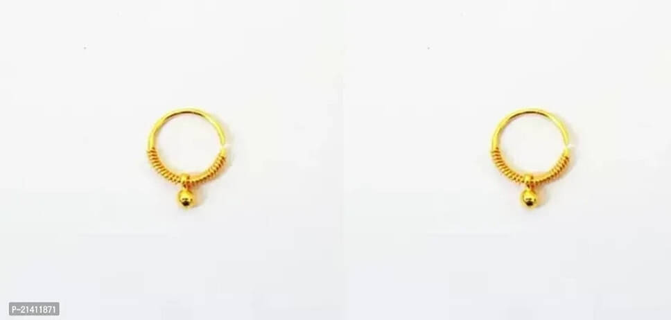     			Renu Creation Golden Hoops Earrings ( Pack of 1 )