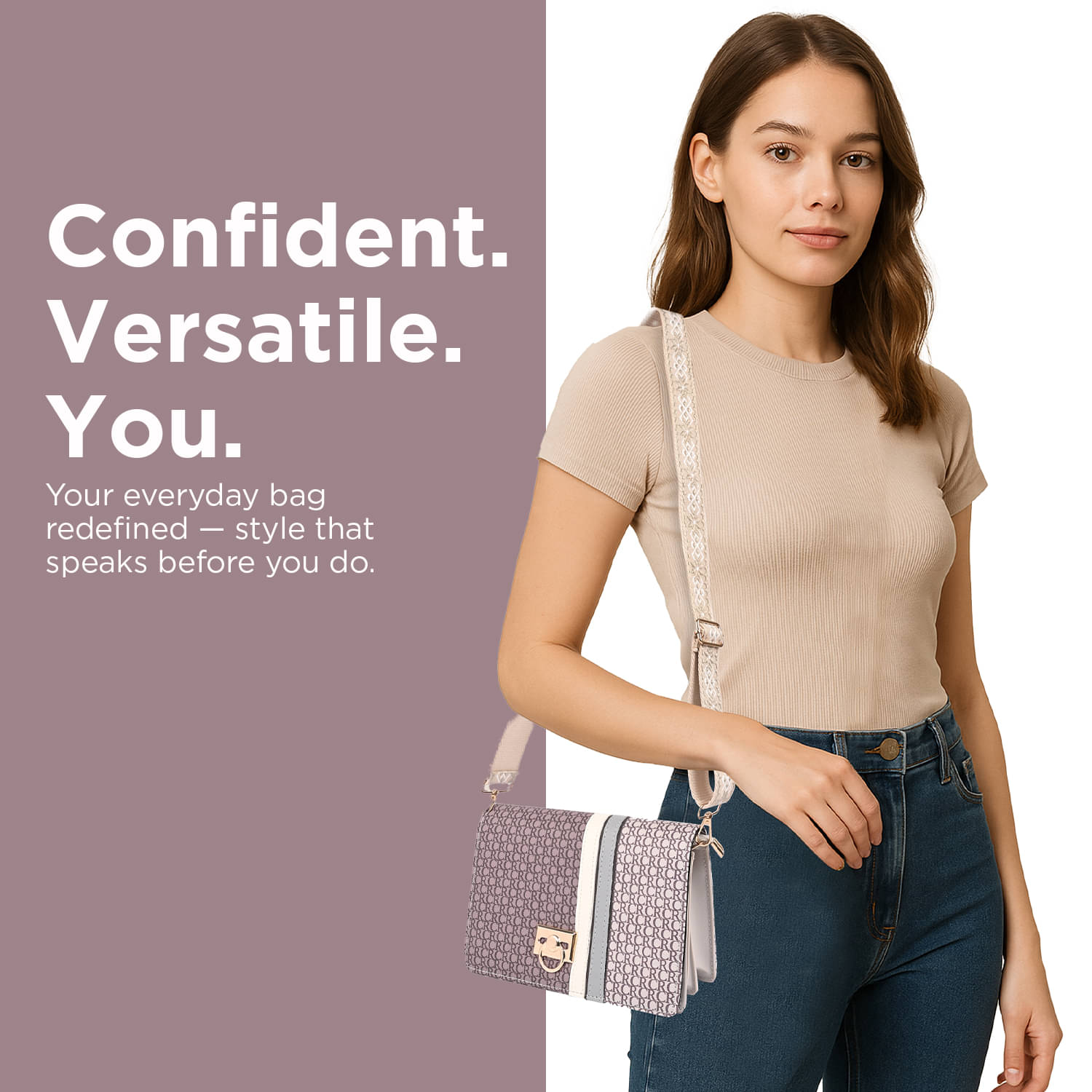     			Sageware Sling Bag Faux Leather Set of 1 ( Grey )
