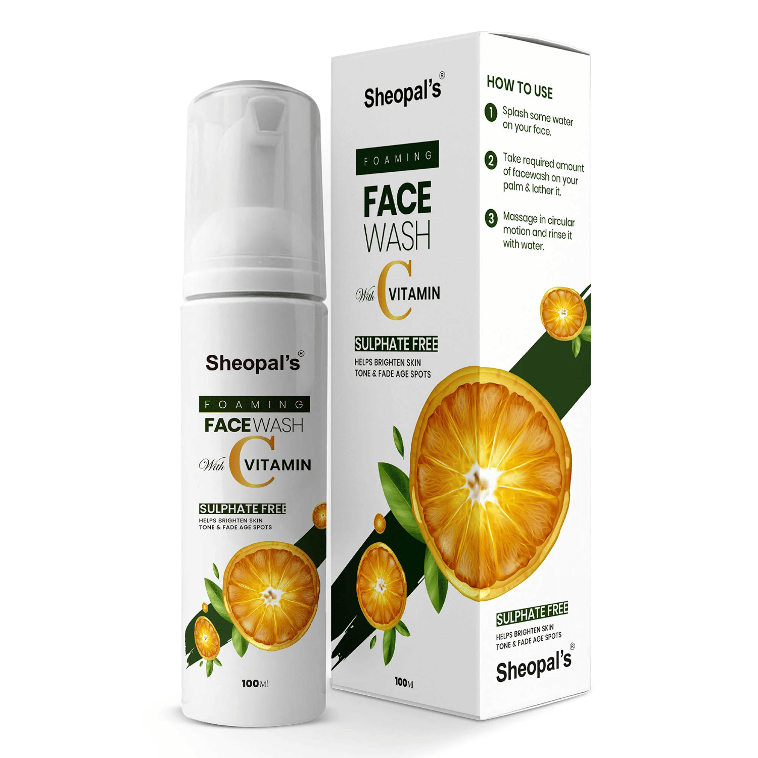     			Sheopals Vitamin C Foaming Face Wash | For Acne-Prone Skin & Brightening | With Turmeric, Vitamin C, Aloe Vera & Neem | Gentle Deep Cleanser for Glowing Skin – 100ml
