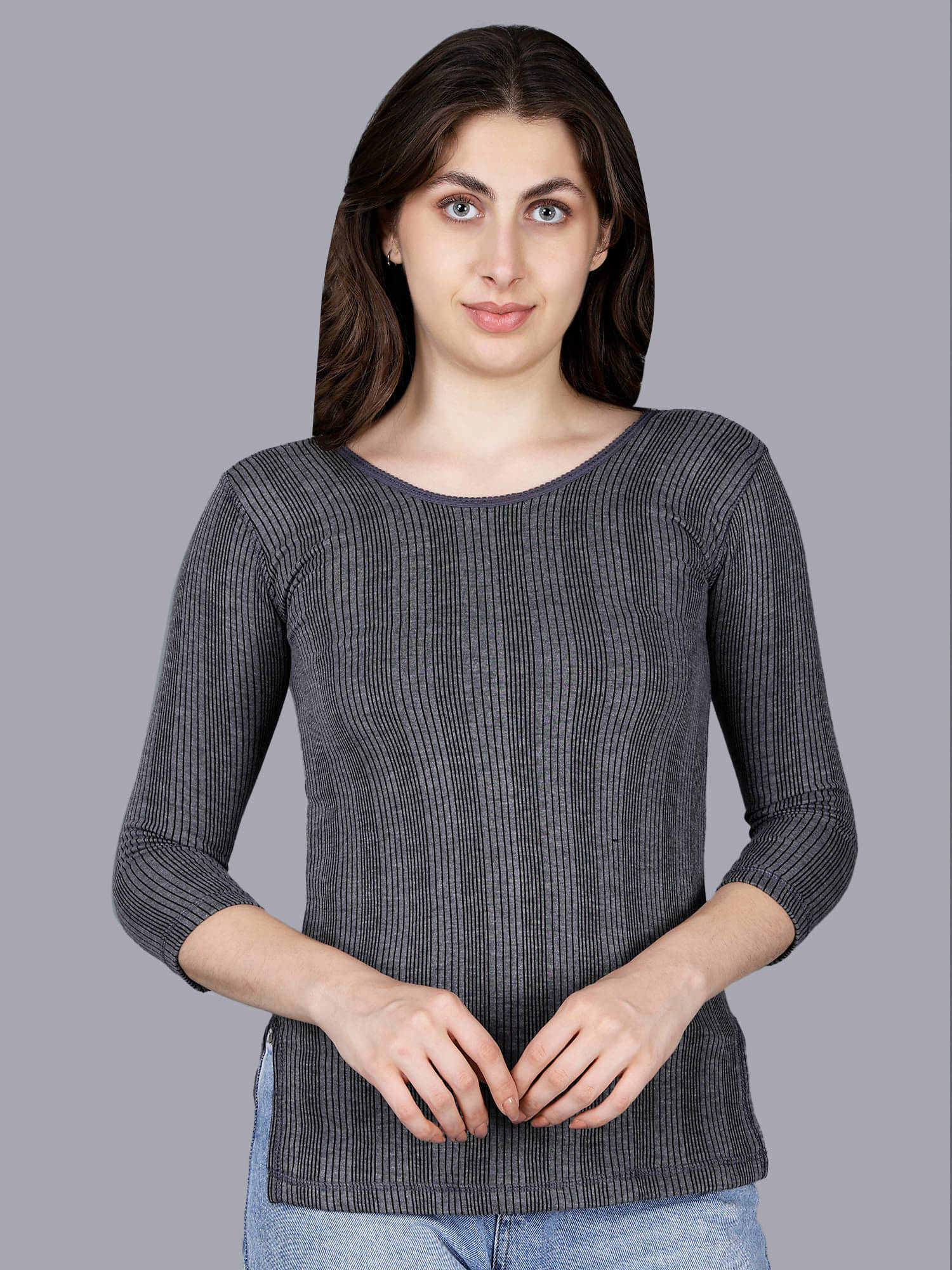     			Texfro Woollen Thermal Tops ( Charcoal , Pack of 1 )