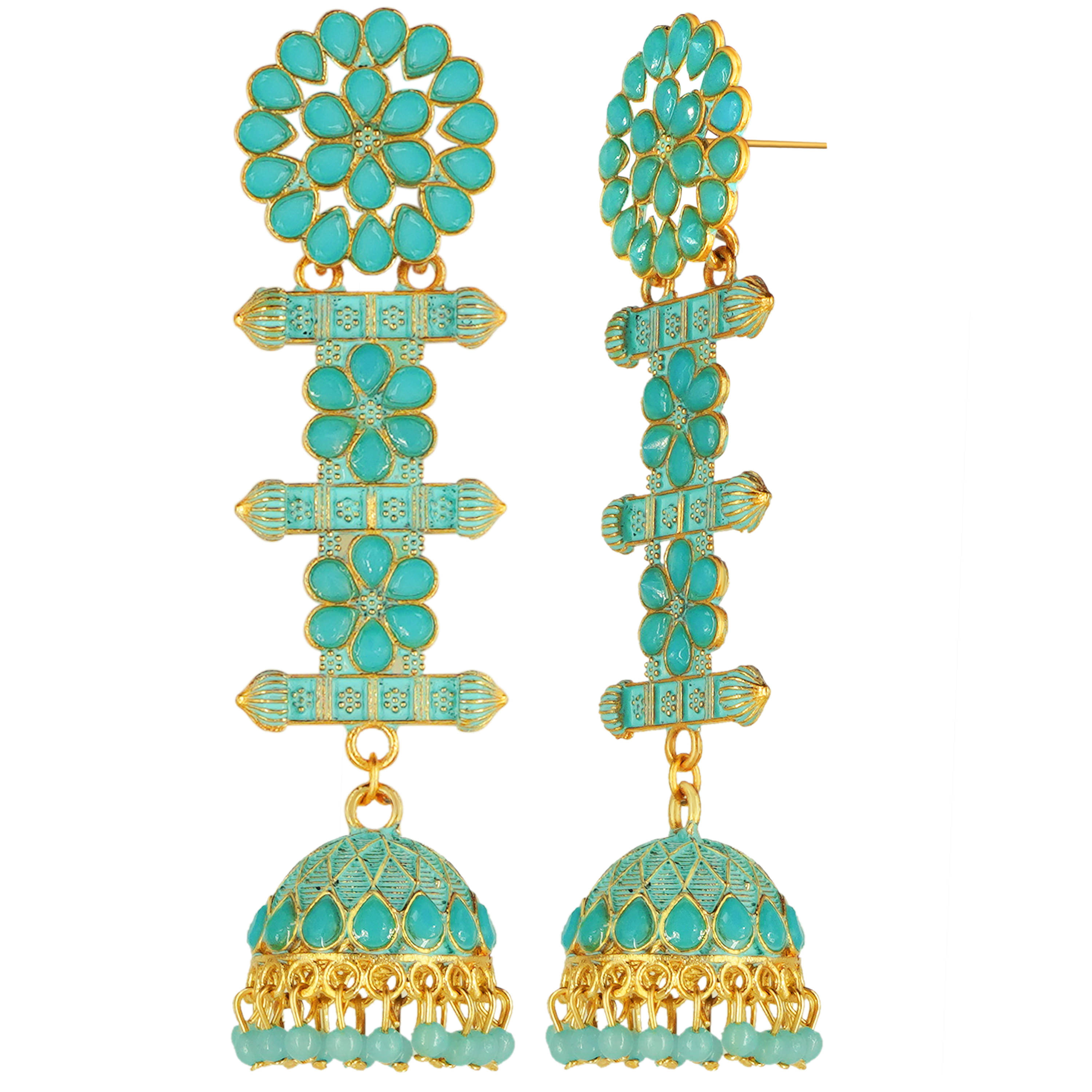     			Thrillz Green Jhumki Earrings ( Pack of 1 )