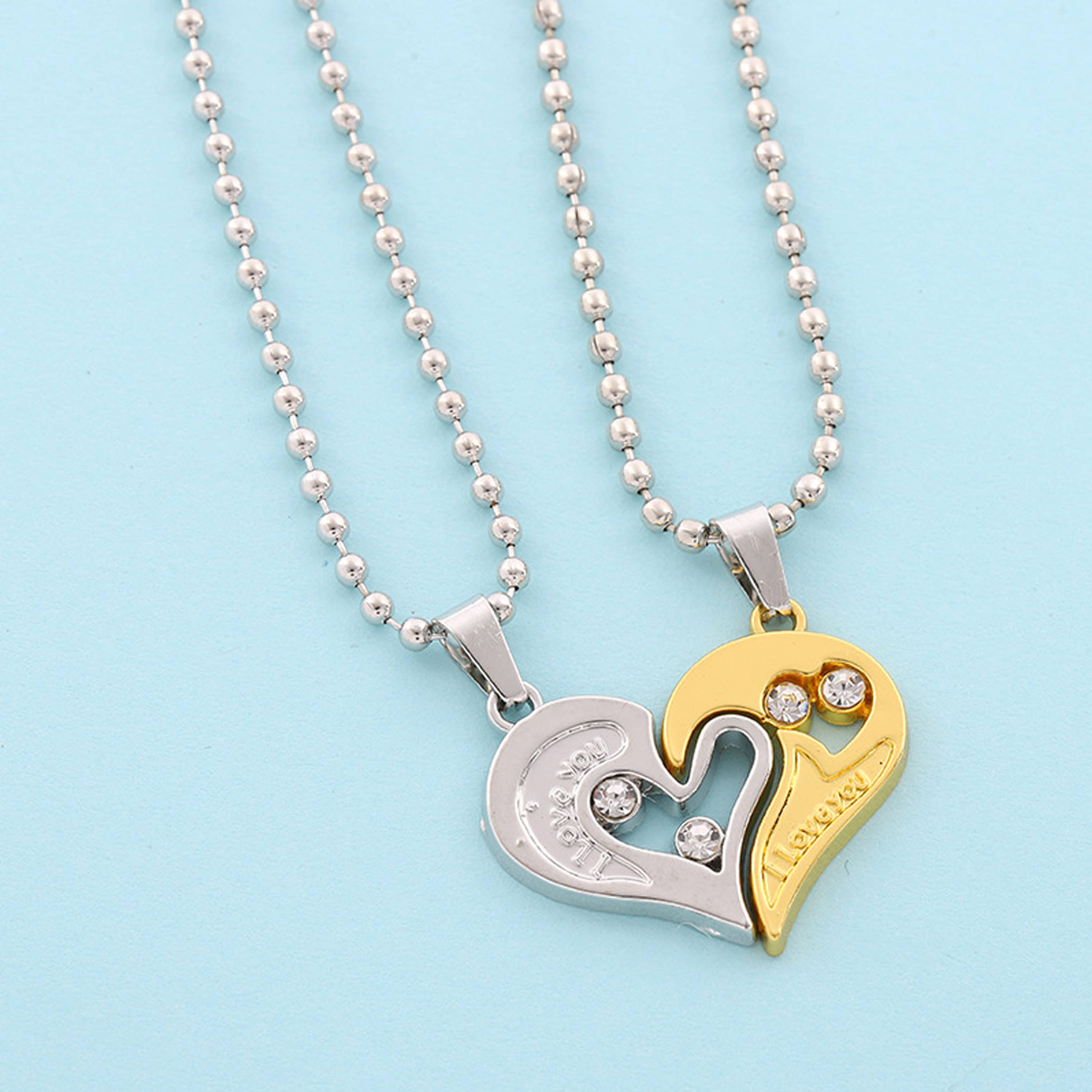Thrillz Silver Chain For Men Women Valentine AD Heart Shape Pendant Necklace Couple For Boys Girls Thrillz Silver Chain For Men Women Valentine AD Heart Shape Pendant Necklace Couple For Boys Girls