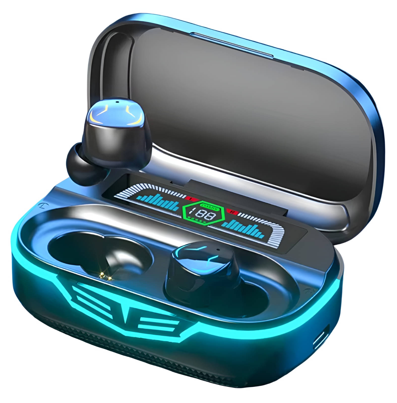     			VERONIC GQ-10 TWS True Wireless in Ear Earbuds with Digital Display & 50 Hrs Playtime with Type-C Fast Charging, Bluetooth v5.5 with Low Latency Gaming Mode, Clear Calling ENC Mics, IPX5 Waterproof.