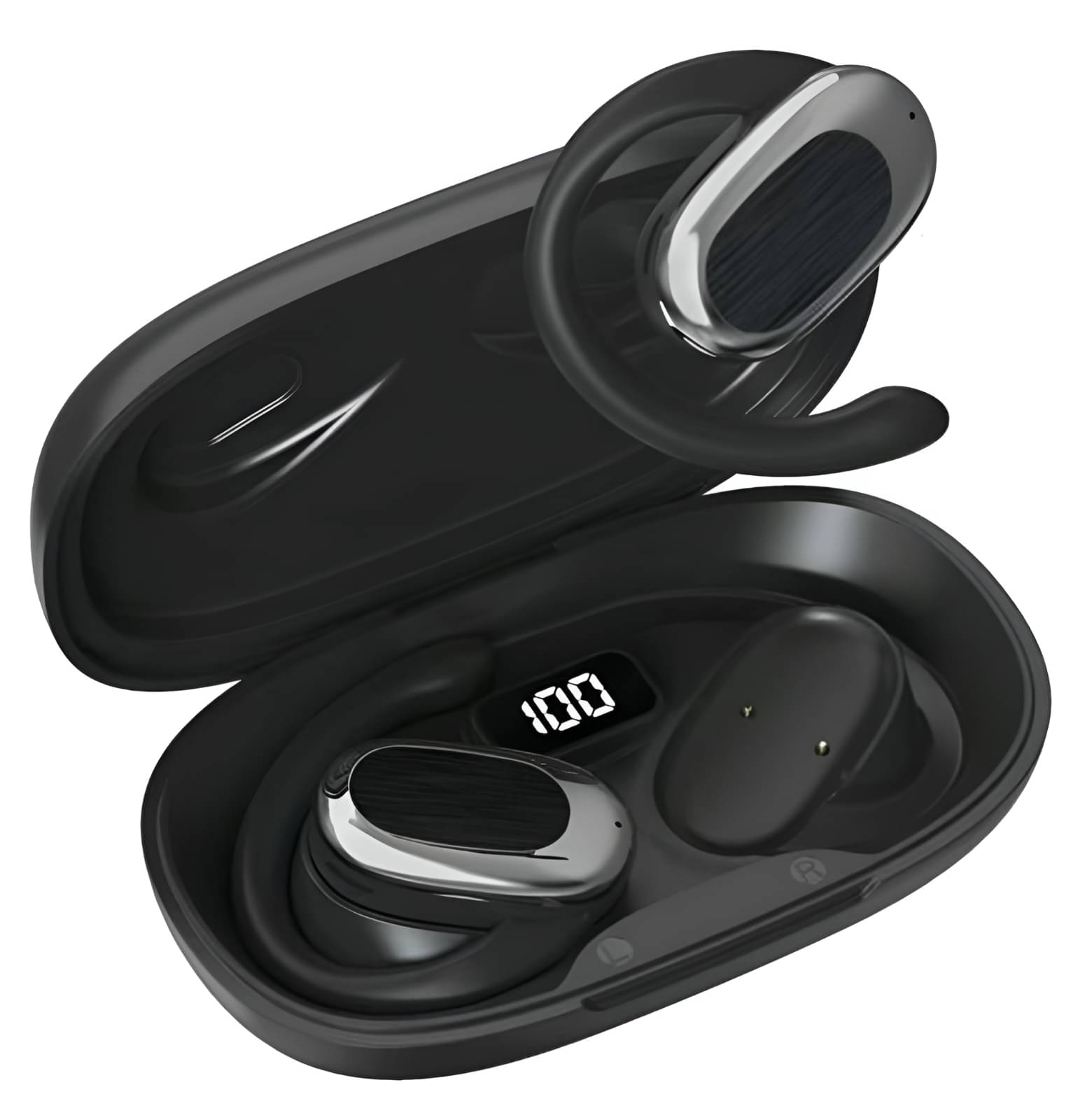     			VERONIC S300 OWS Open Ear Wireless Earbuds with Display, ENC Mic for Crystal-Clear Calls, 60hr Playtime with Type-C Fast Charging, BT5.4 Gaming Bluetooth Earphones, Touch Control Sports Headphone.