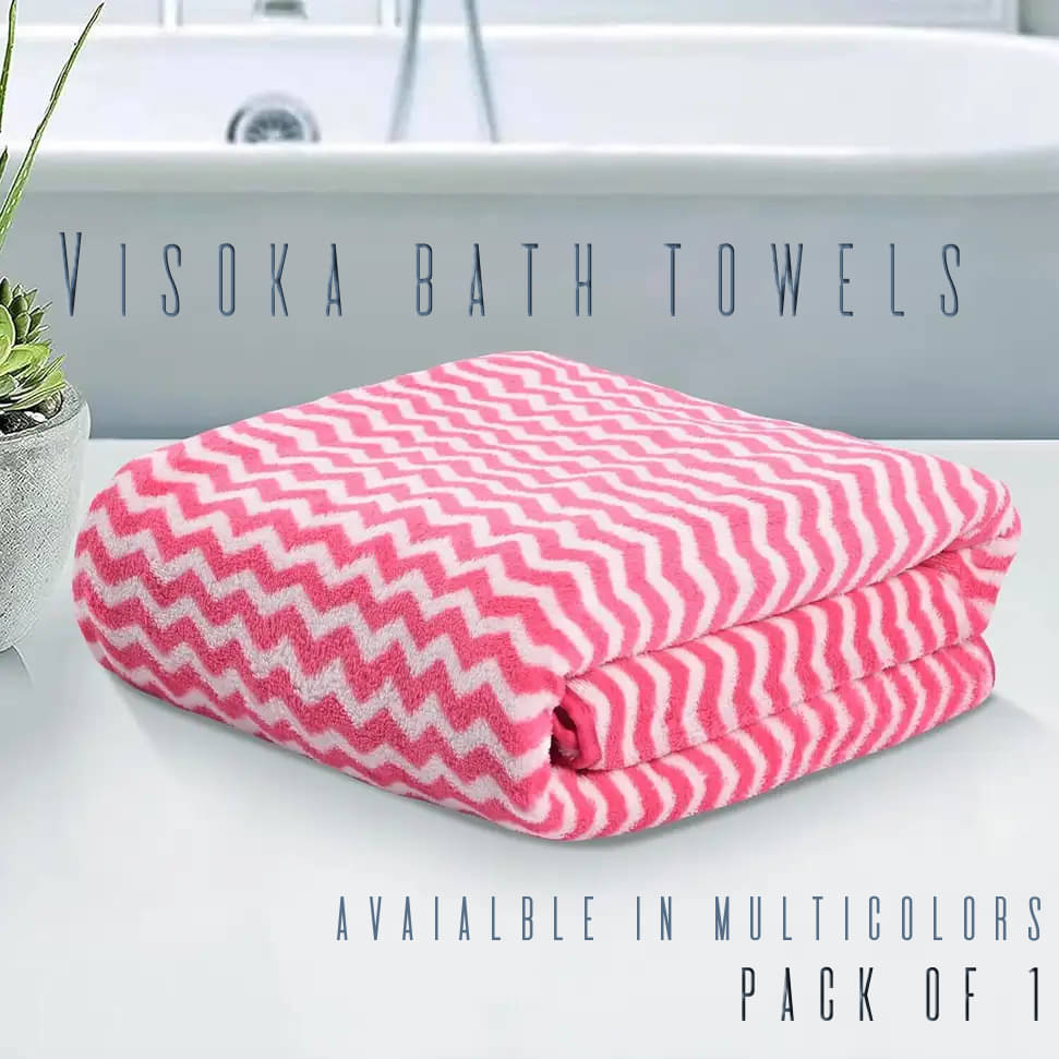 VISOKA TEX Pack of 1 Microfibre Below 300 -GSM Bath Towel ( Multicolor ) VISOKA TEX Pack of 1 Microfibre Below 300 -GSM Bath Towel ( Multicolor )