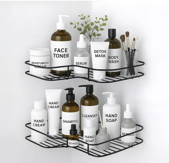     			( 2 PCS )  L CORNER BATHROOM SHELF Bathroom Corner Rack Storage Shelves, Bathroom Storage Rack Corner, Stainless Steel Bathroom Corner Shelf