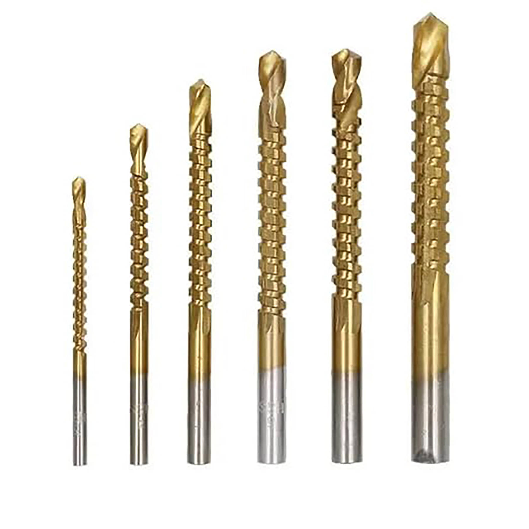 6pcs 3mm-8mm gold color drill bits for wood cutting work Best Titanium Coated Twist Drill Bits Set for Woodworking