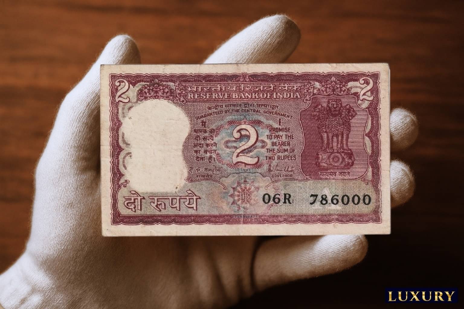     			786000 Series 2 Rupees, Tiger old India Collecting Rare Note
