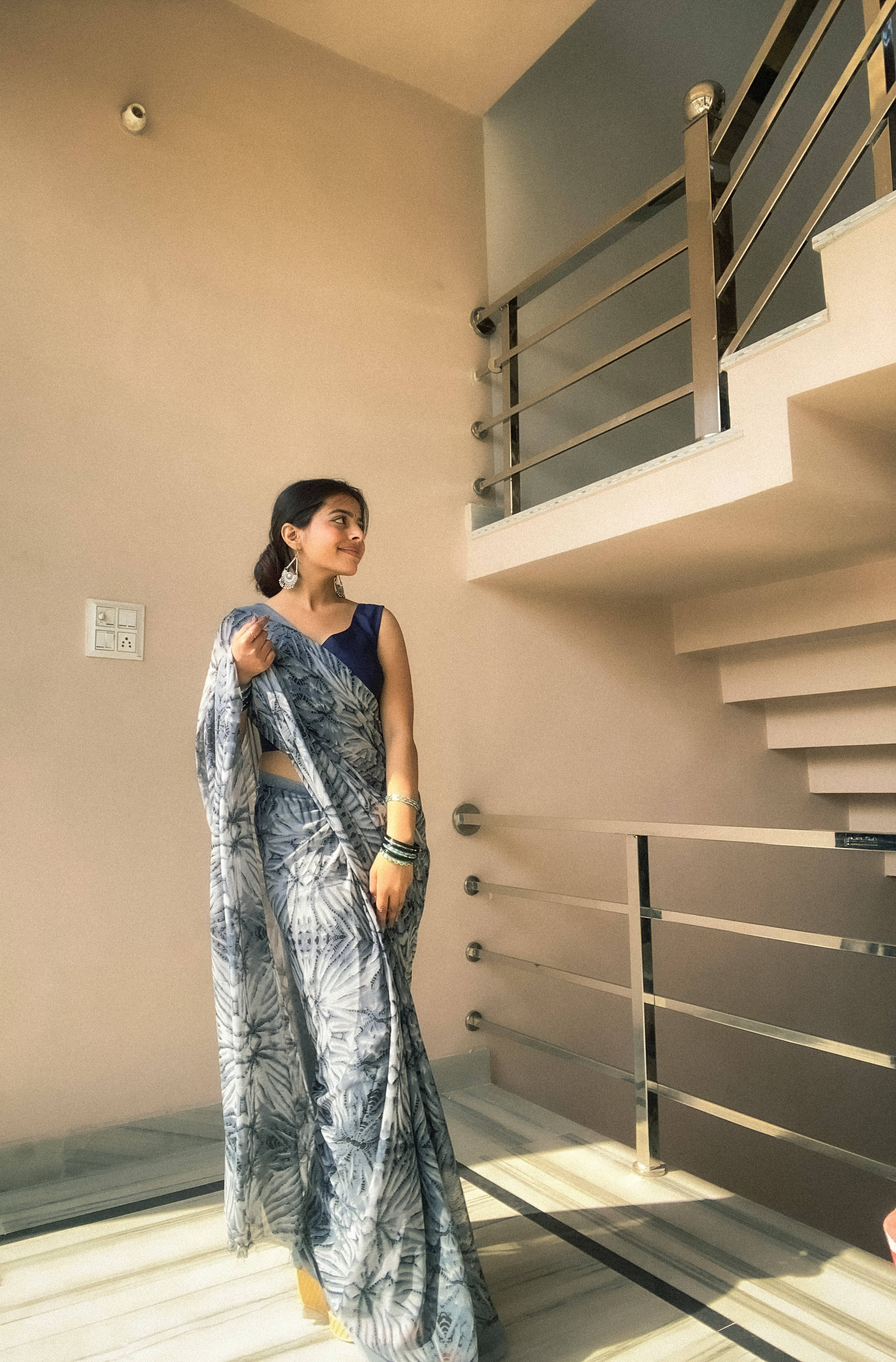     			ANAND SAREES Georgette Printed Ilkal Saree With Unstitched Blouse Piece ( GREY )